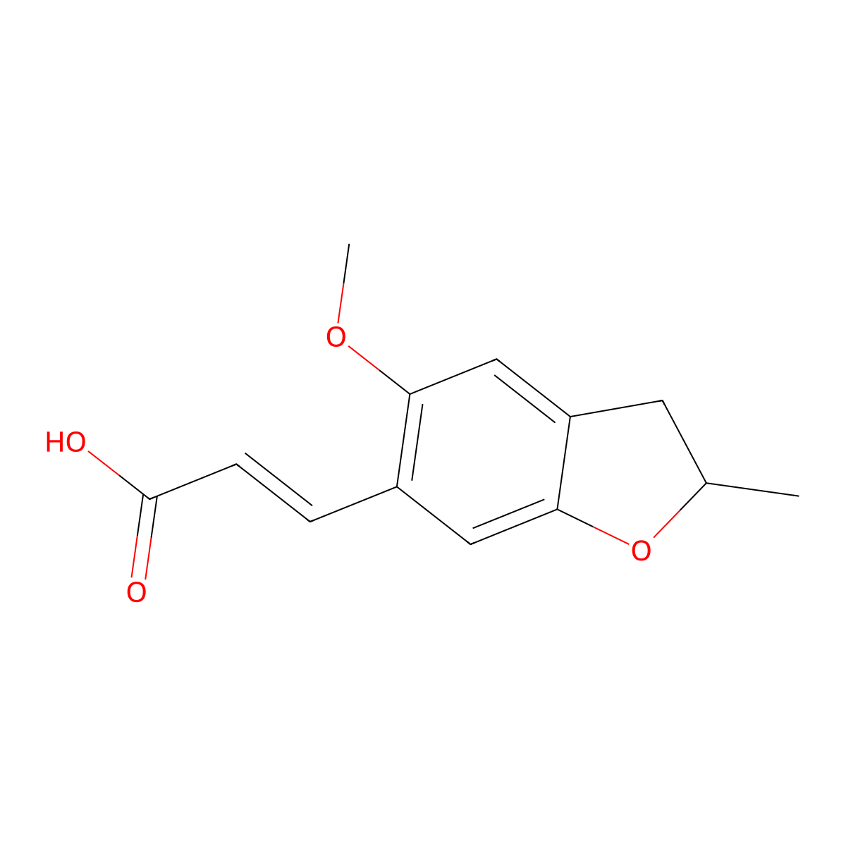 (2E)-3-(5-methoxy-2-methyl-2,3-dihydro-1-benzofuran-6-yl)prop-2-enoic acid molecular structure, CAS 795287-64-8