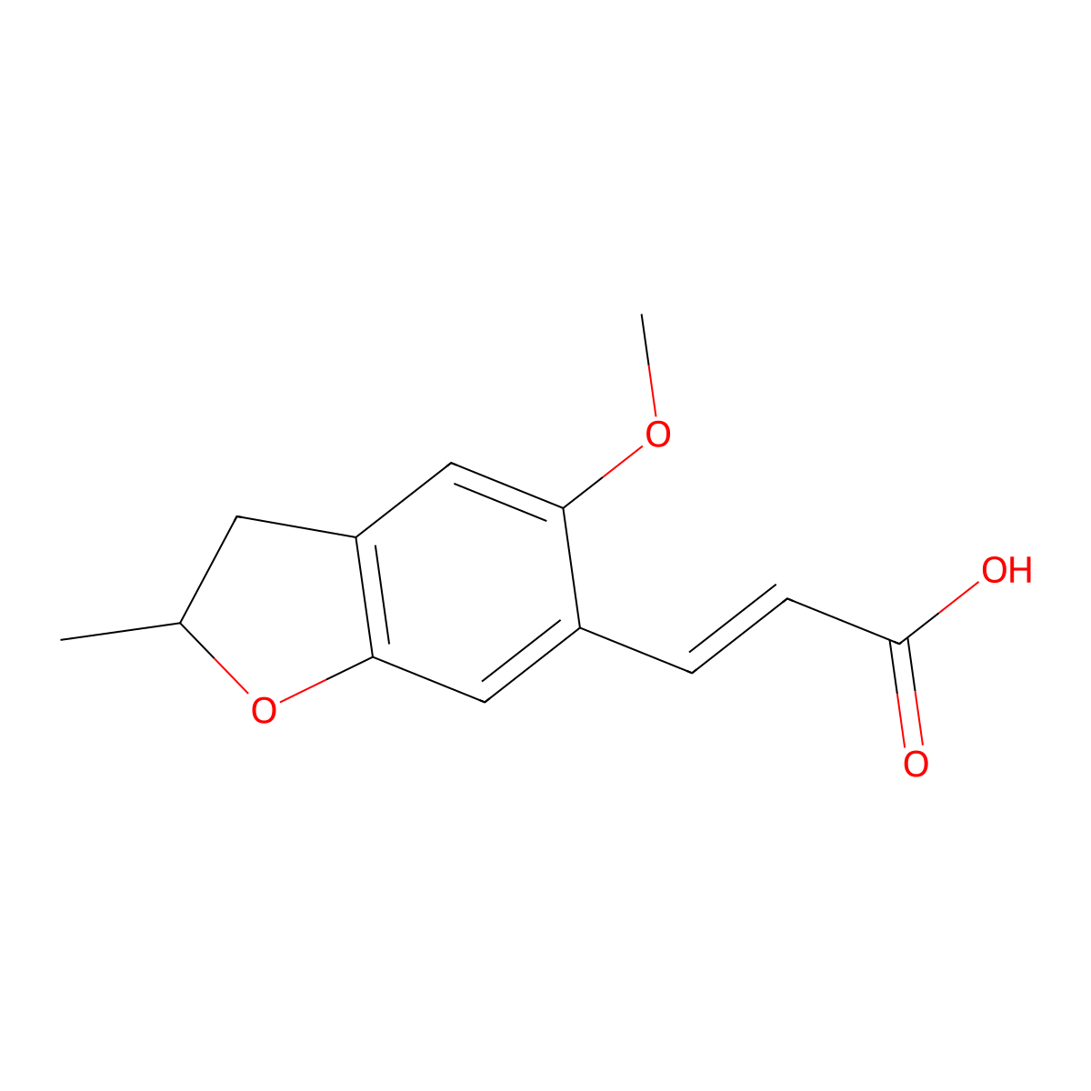 (2E)-3-(5-methoxy-2-methyl-2,3-dihydro-1-benzofuran-6-yl)prop-2-enoic acid molecular structure, CAS 795287-64-8