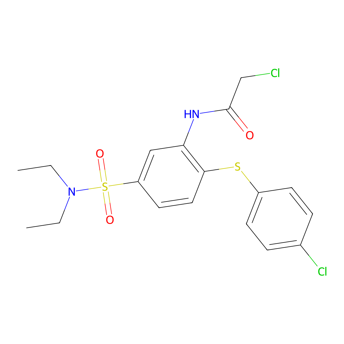 2-chloro-N-(2-((4-chlorophenyl)sulfanyl)-5-(diethylsulfamoyl)phenyl)acetamide molecular structure, CAS 795287-66-0