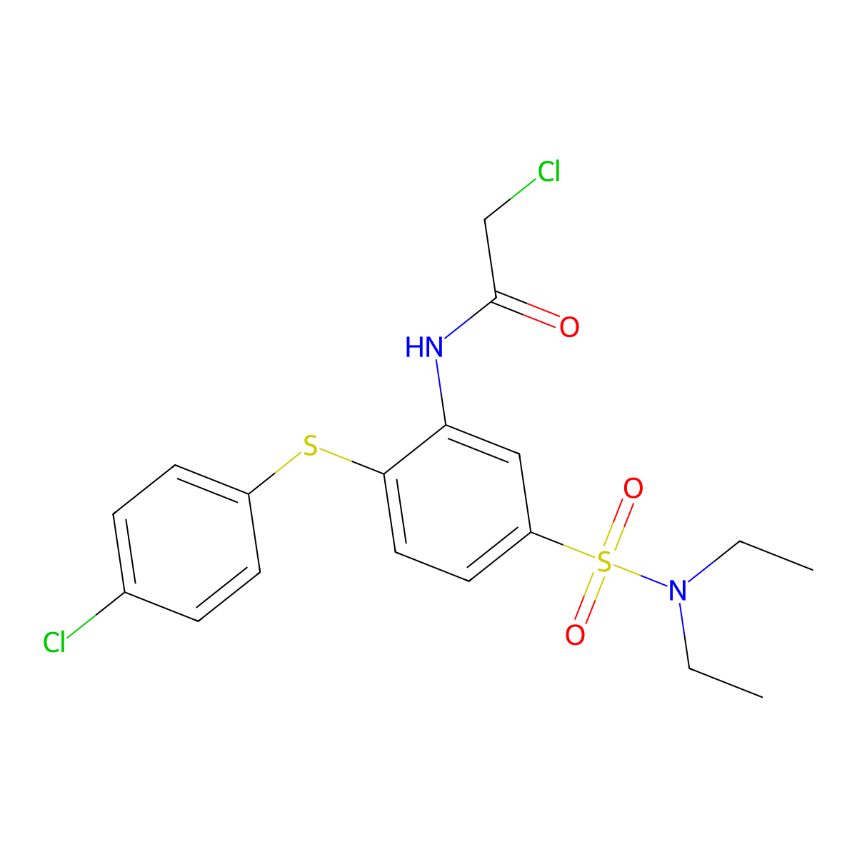 2-chloro-N-(2-((4-chlorophenyl)sulfanyl)-5-(diethylsulfamoyl)phenyl)acetamide molecular structure, CAS 795287-66-0
