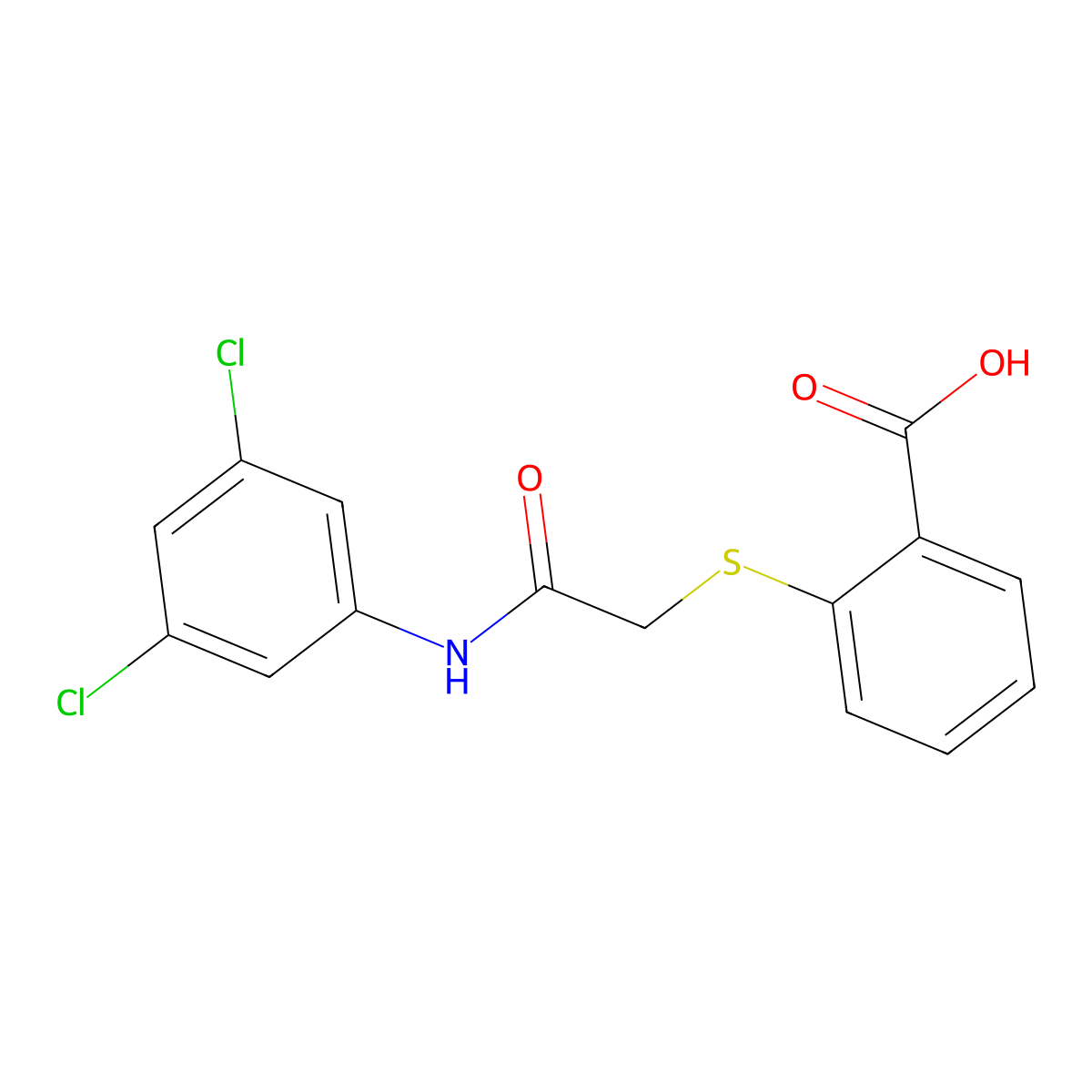 2-({[(3,5-Dichlorophenyl)carbamoyl]methyl}sulfanyl)benzoic acid molecular structure, CAS 795290-87-8