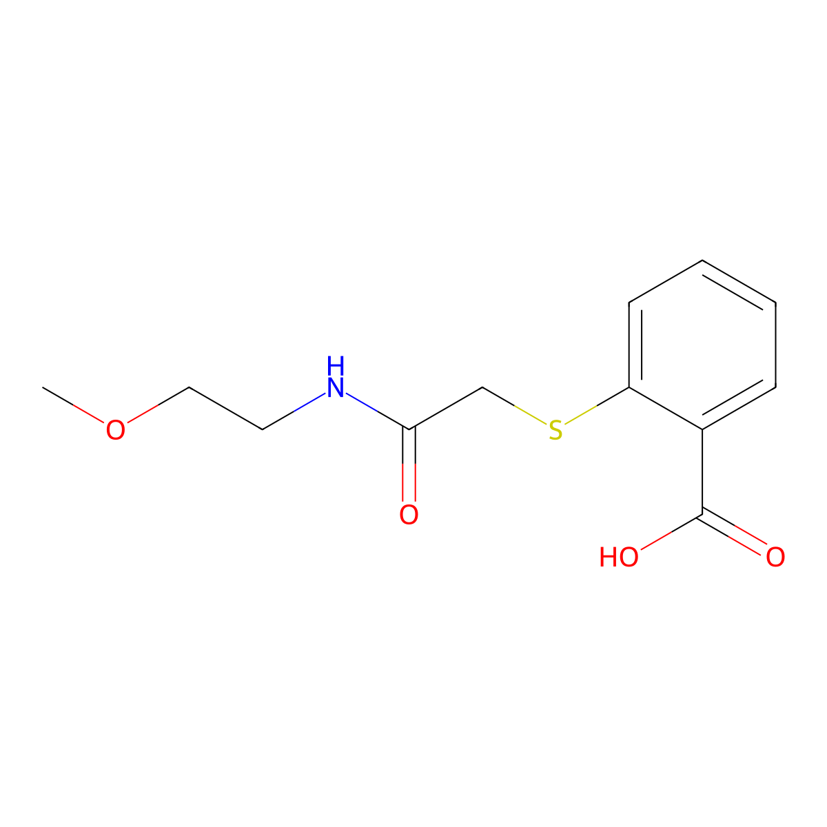 2-({[(2-Methoxyethyl)carbamoyl]methyl}sulfanyl)benzoic acid molecular structure, CAS 795290-99-2