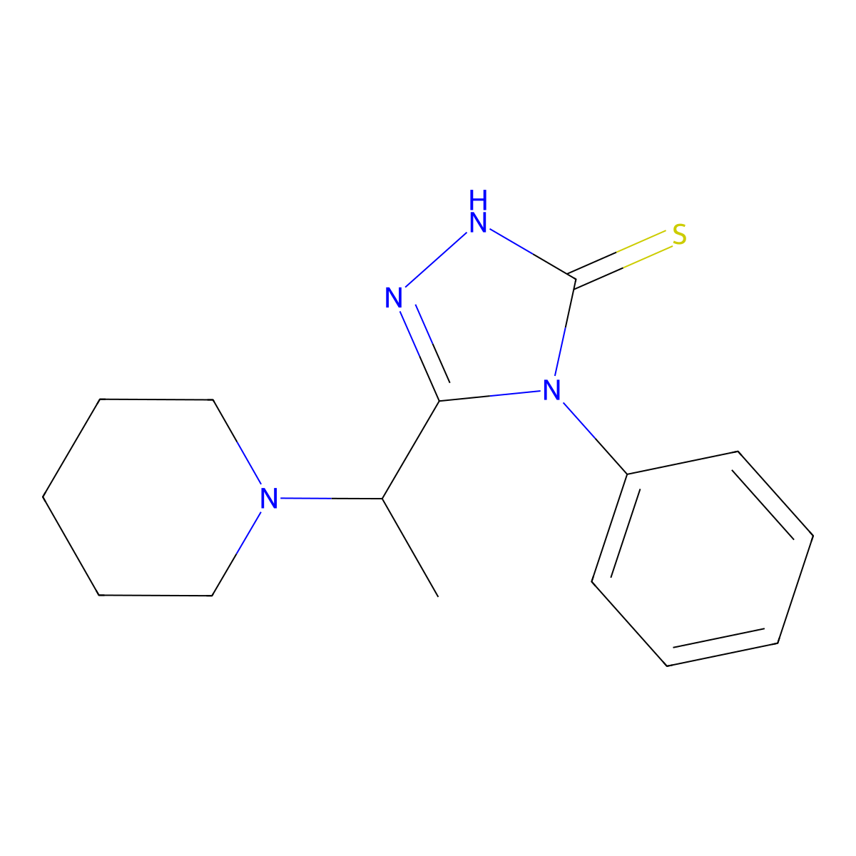 4-phenyl-5-[1-(piperidin-1-yl)ethyl]-4H-1,2,4-triazole-3-thiol molecular structure, CAS 795291-01-9