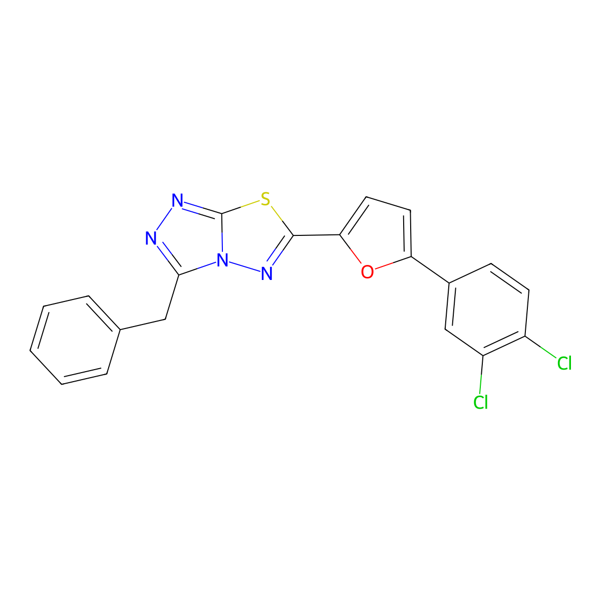 3-Benzyl-6-[5-(3,4-dichlorophenyl)furan-2-yl]-[1,2,4]triazolo[3,4-b][1,3,4]thiadiazole molecular structure, CAS 795291-26-8