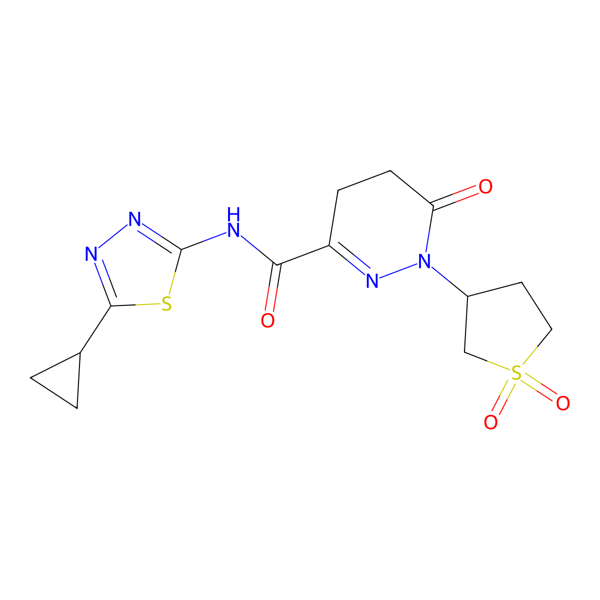 N-(5-cyclopropyl-1,3,4-thiadiazol-2-yl)-1-(1,1-dioxidotetrahydrothiophen-3-yl)-6-oxo-1,4,5,6-tetrahydropyridazine-3-carboxamide molecular structure, CAS 795292-19-2
