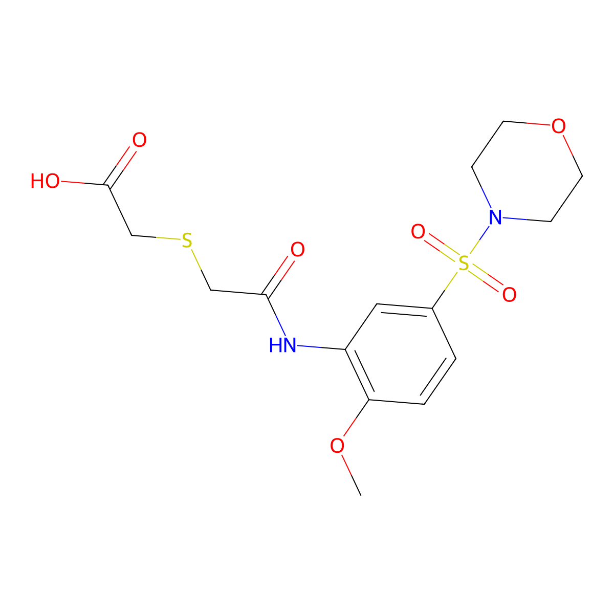2-[({[2-Methoxy-5-(morpholine-4-sulfonyl)phenyl]carbamoyl}methyl)sulfanyl]acetic acid molecular structure, CAS 795293-64-0