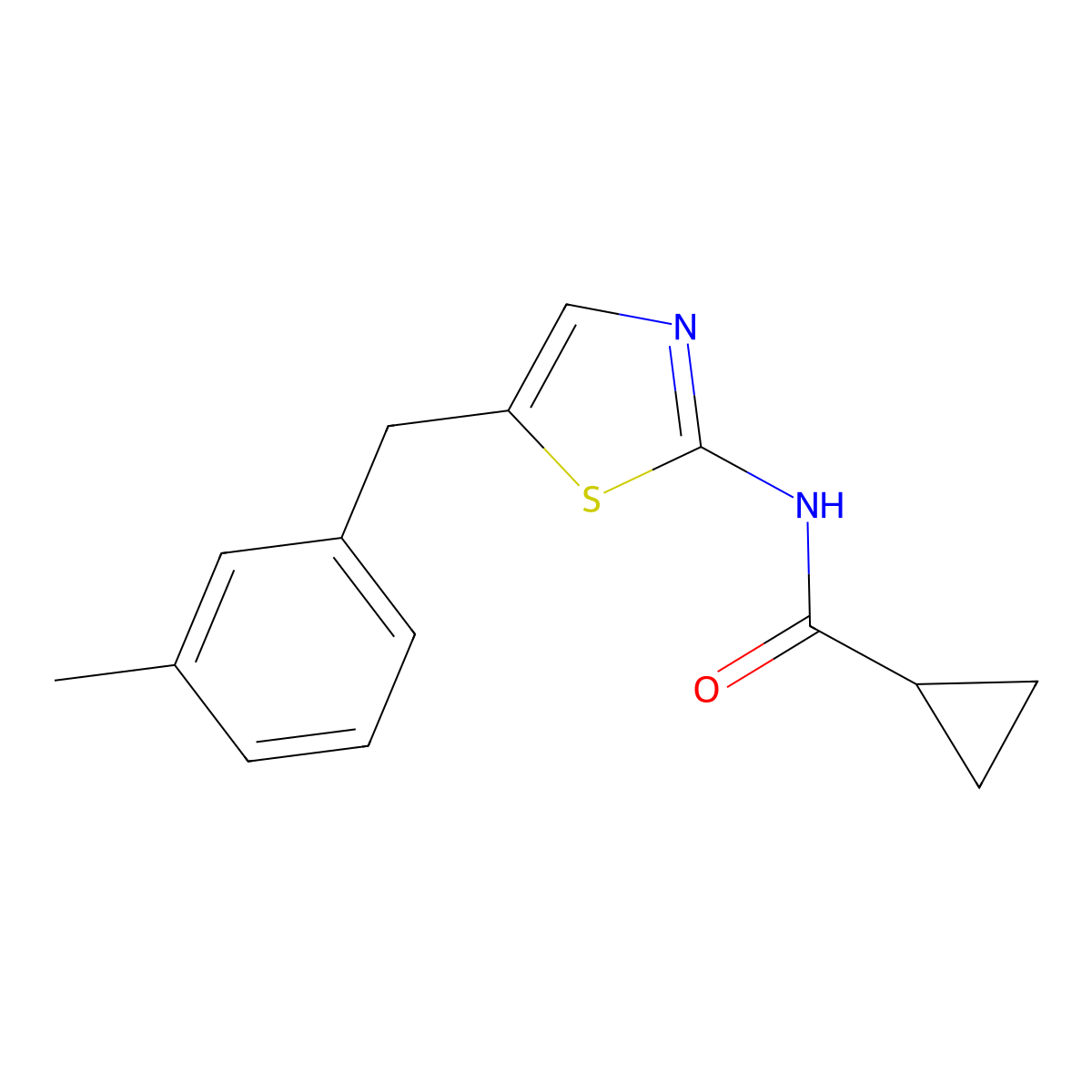 N-{5-[(3-Methylphenyl)methyl]-1,3-thiazol-2-YL}cyclopropanecarboxamide molecular structure, CAS 795294-26-7