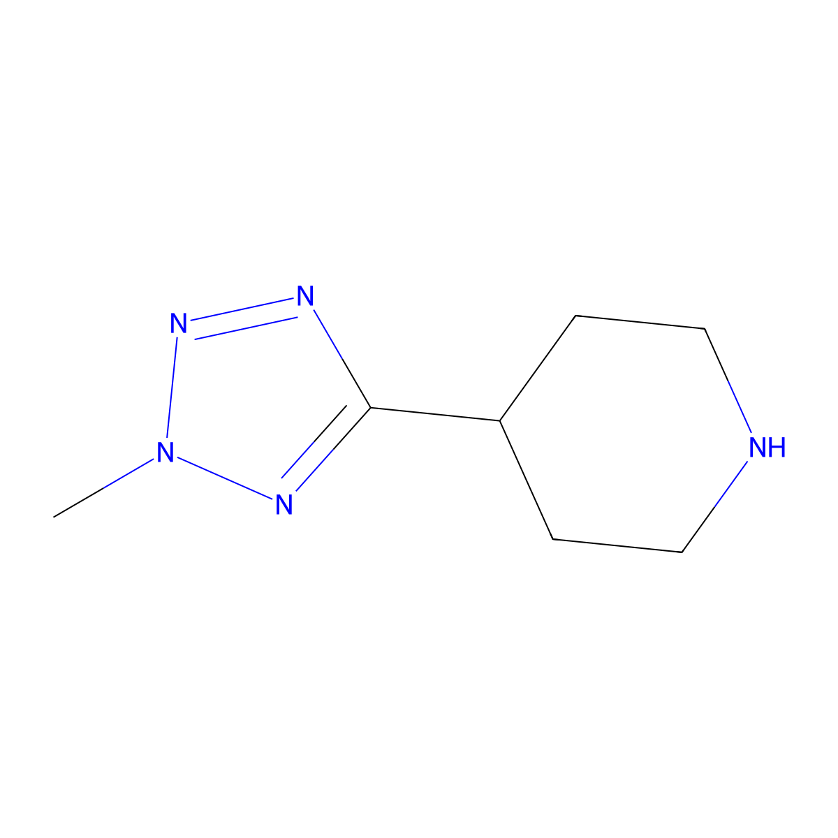 4-(2-methyl-2H-1,2,3,4-tetrazol-5-yl)piperidine molecular structure, CAS 795310-46-2