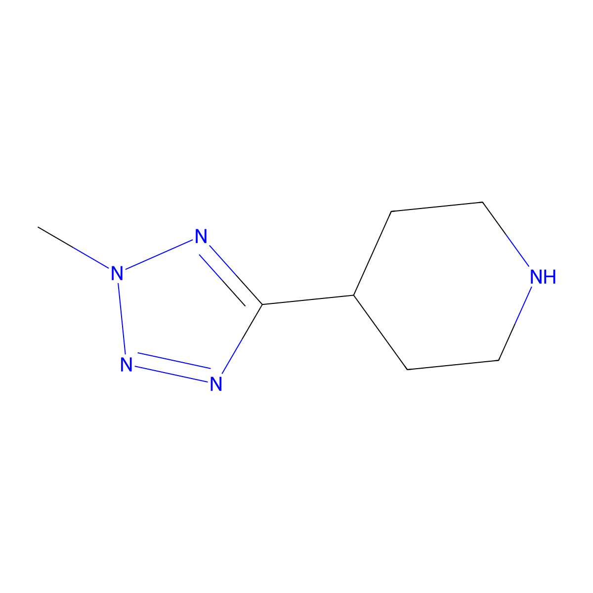 4-(2-methyl-2H-1,2,3,4-tetrazol-5-yl)piperidine molecular structure, CAS 795310-46-2