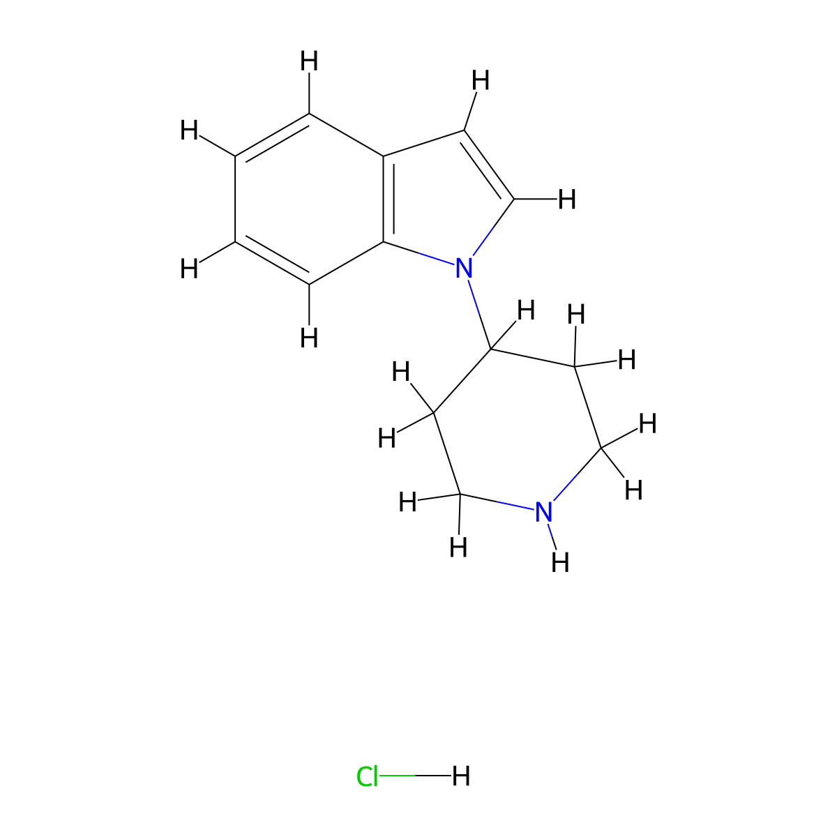 1-(piperidin-4-yl)-1H-indole hydrochloride molecular structure, CAS 795310-69-9