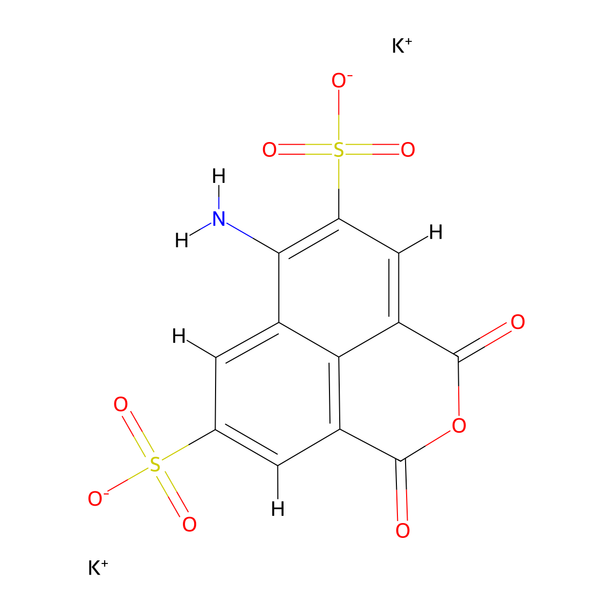 4-amino-3,6-disulfo-1,8-naphthalic anhydride dipotassium salt molecular structure, CAS 79539-35-8