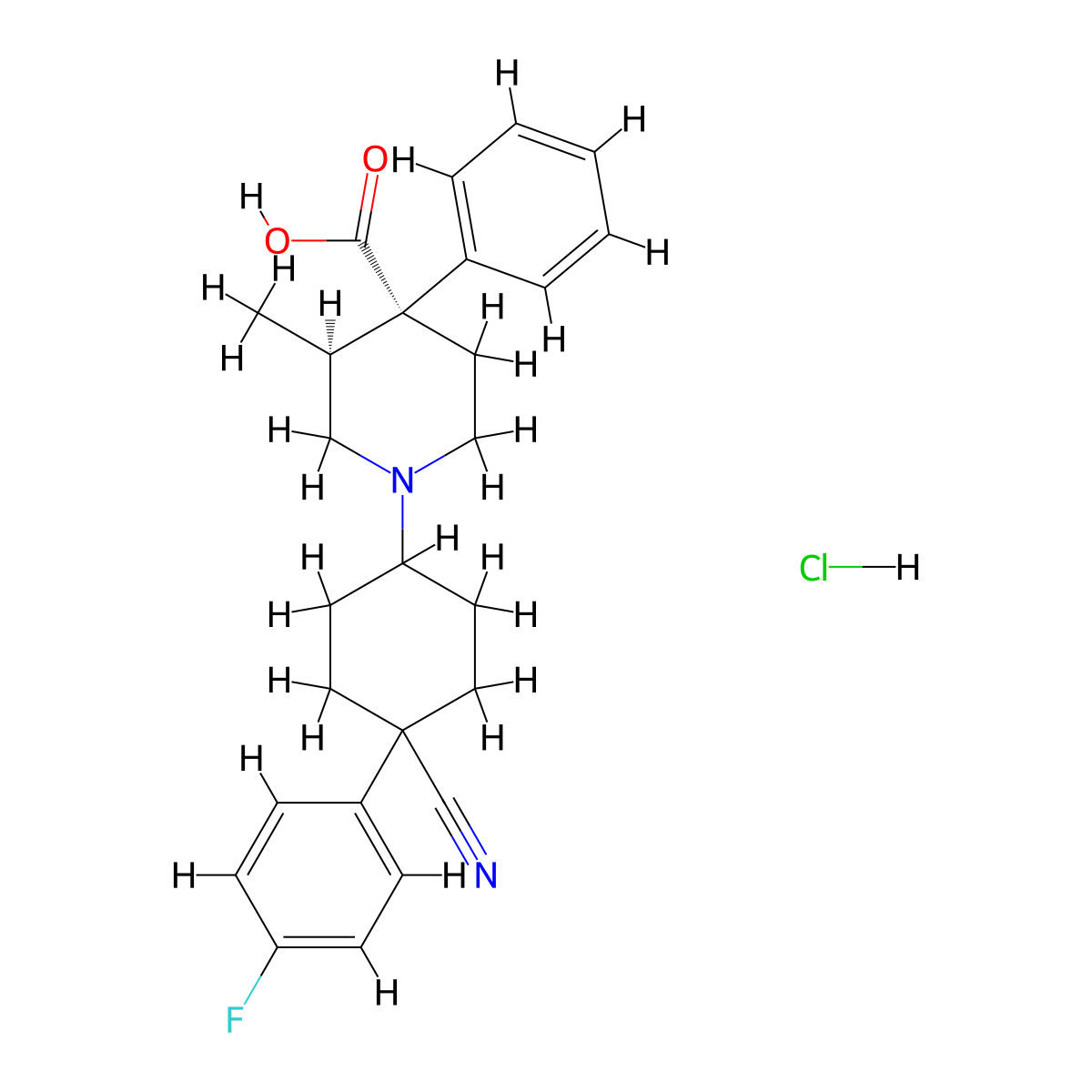 Levocabastine hydrochloride molecular structure, CAS 79547-78-7
