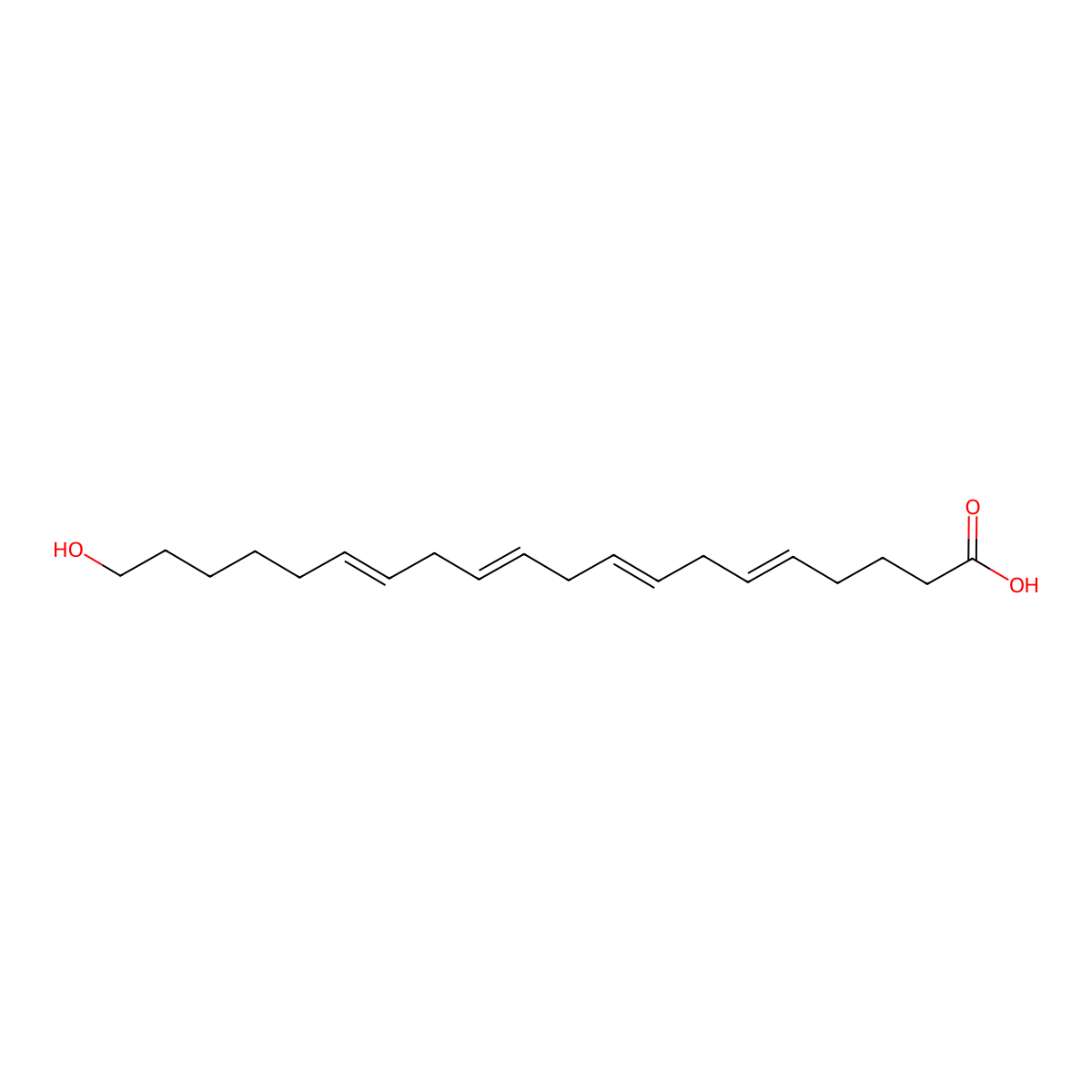 20-Hydroxyeicosatetraenoic acid molecular structure, CAS 79551-86-3