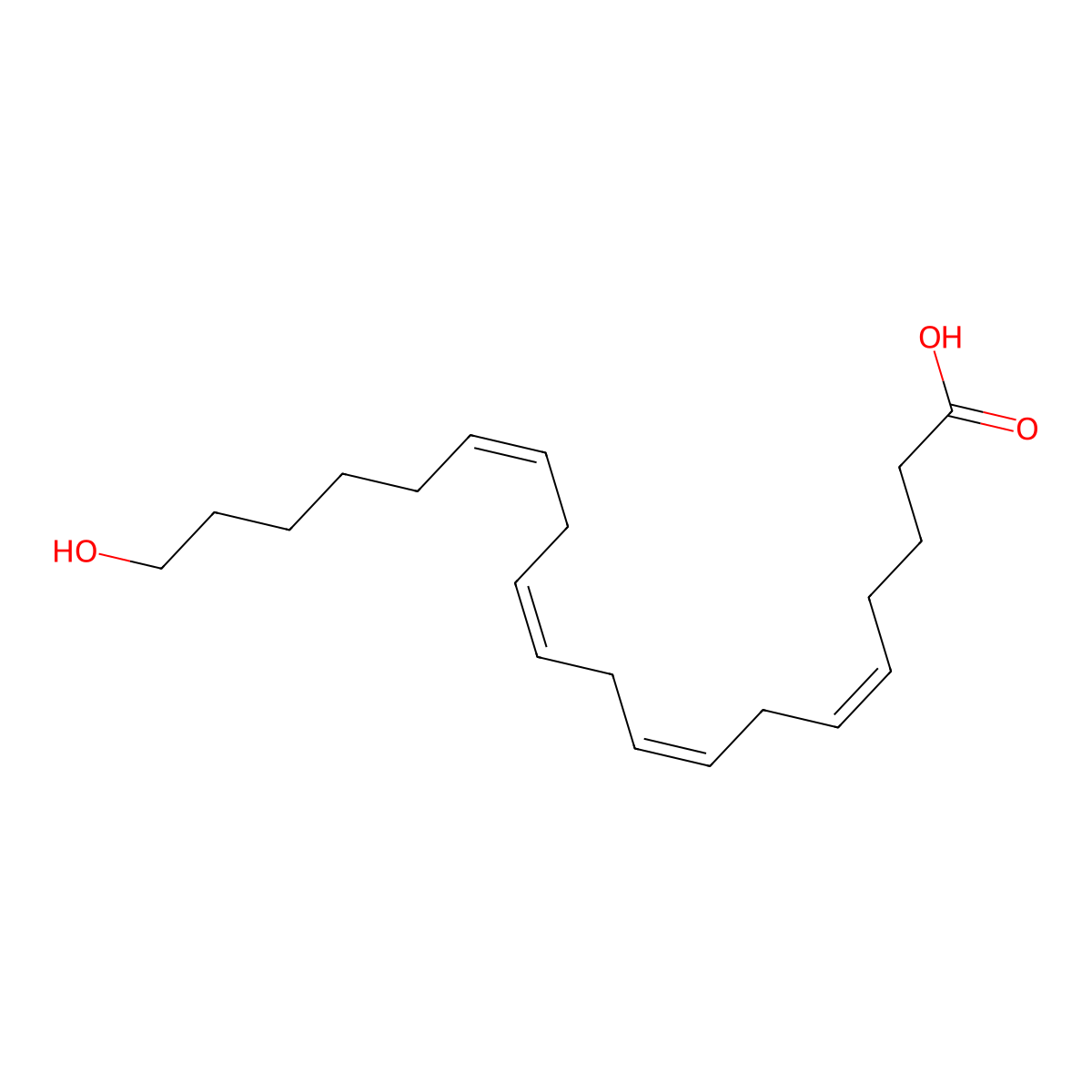 20-Hydroxyeicosatetraenoic acid molecular structure, CAS 79551-86-3