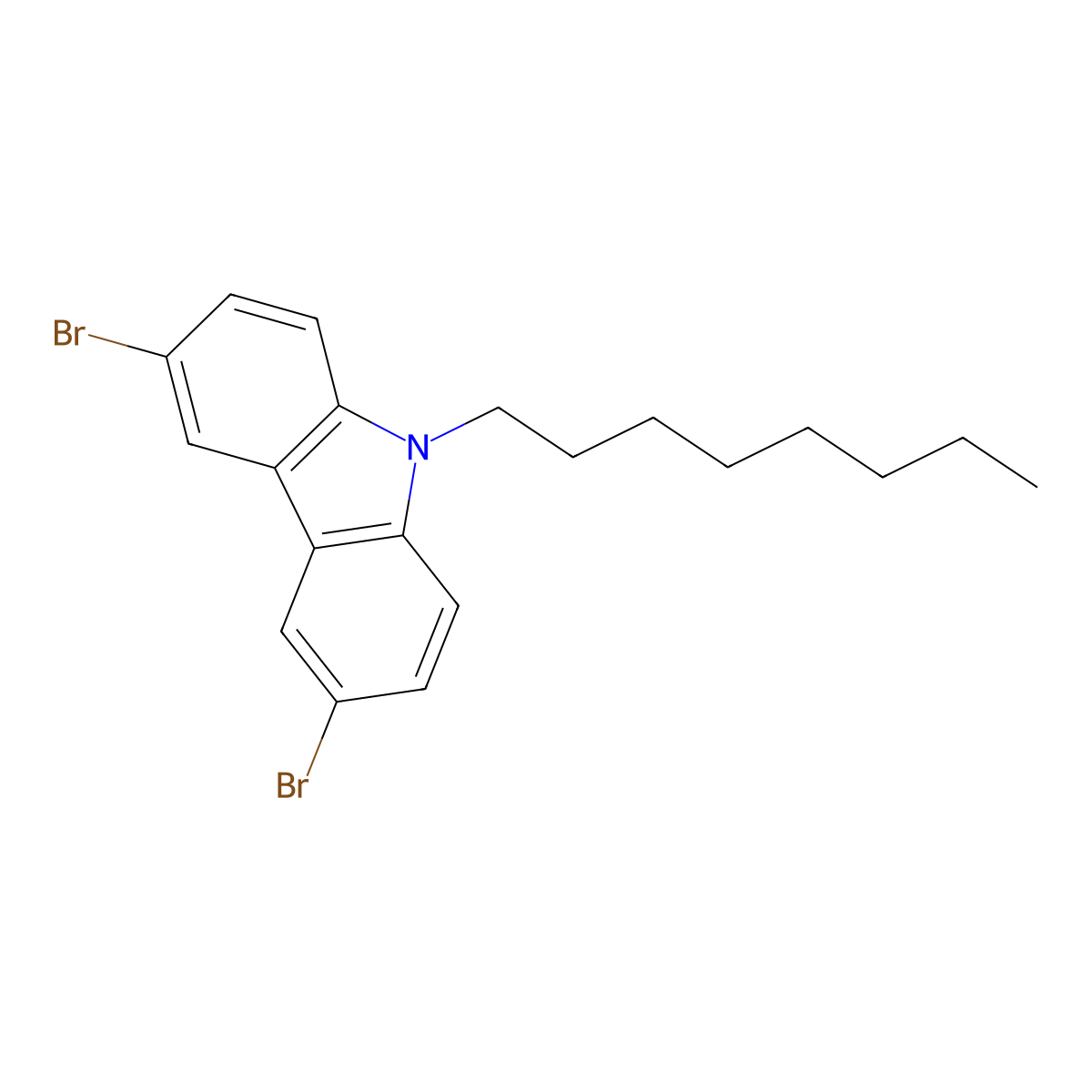 3,6-Dibromo-9-n-octylcarbazole molecular structure, CAS 79554-93-1