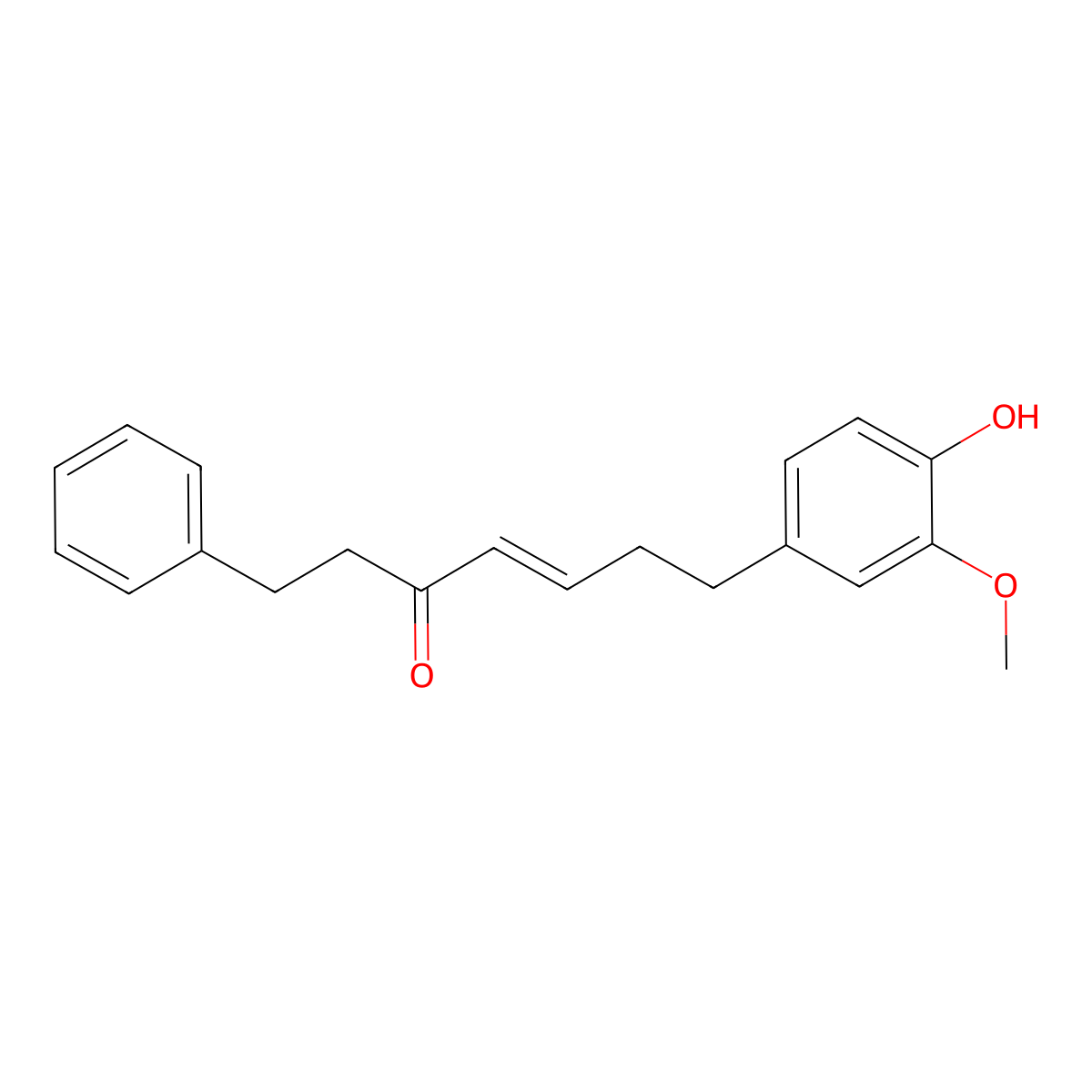 (4E)-7-(4-hydroxy-3-methoxyphenyl)-1-phenylhept-4-en-3-one molecular structure, CAS 79559-60-7
