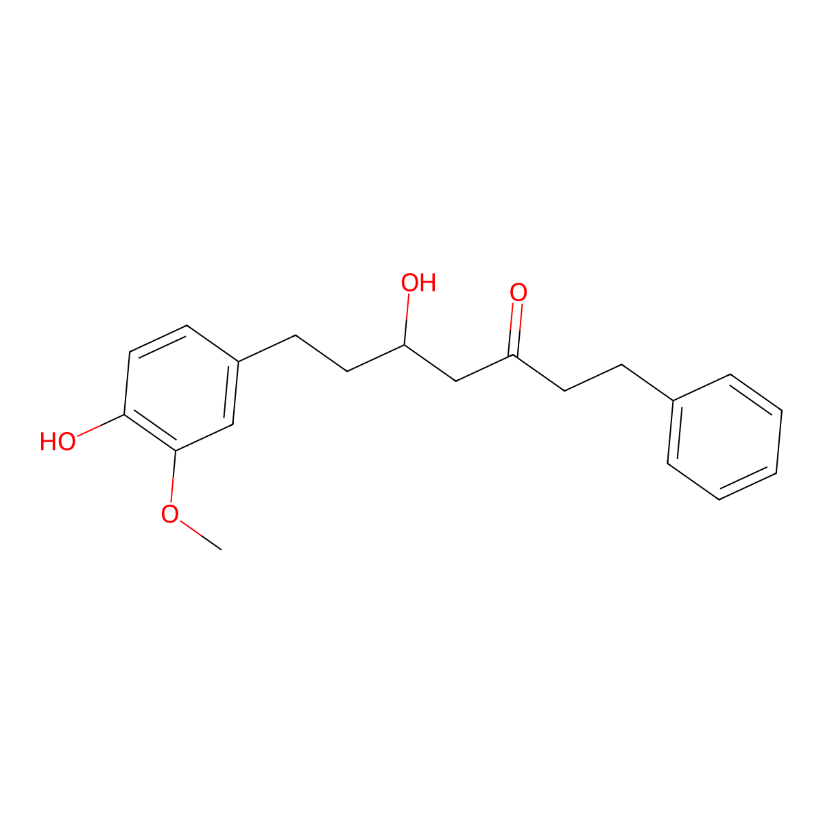5-Hydroxy-7-(4'-hydroxy-3'-methoxyphenyl)-1-phenyl-3-heptanone molecular structure, CAS 79559-61-8