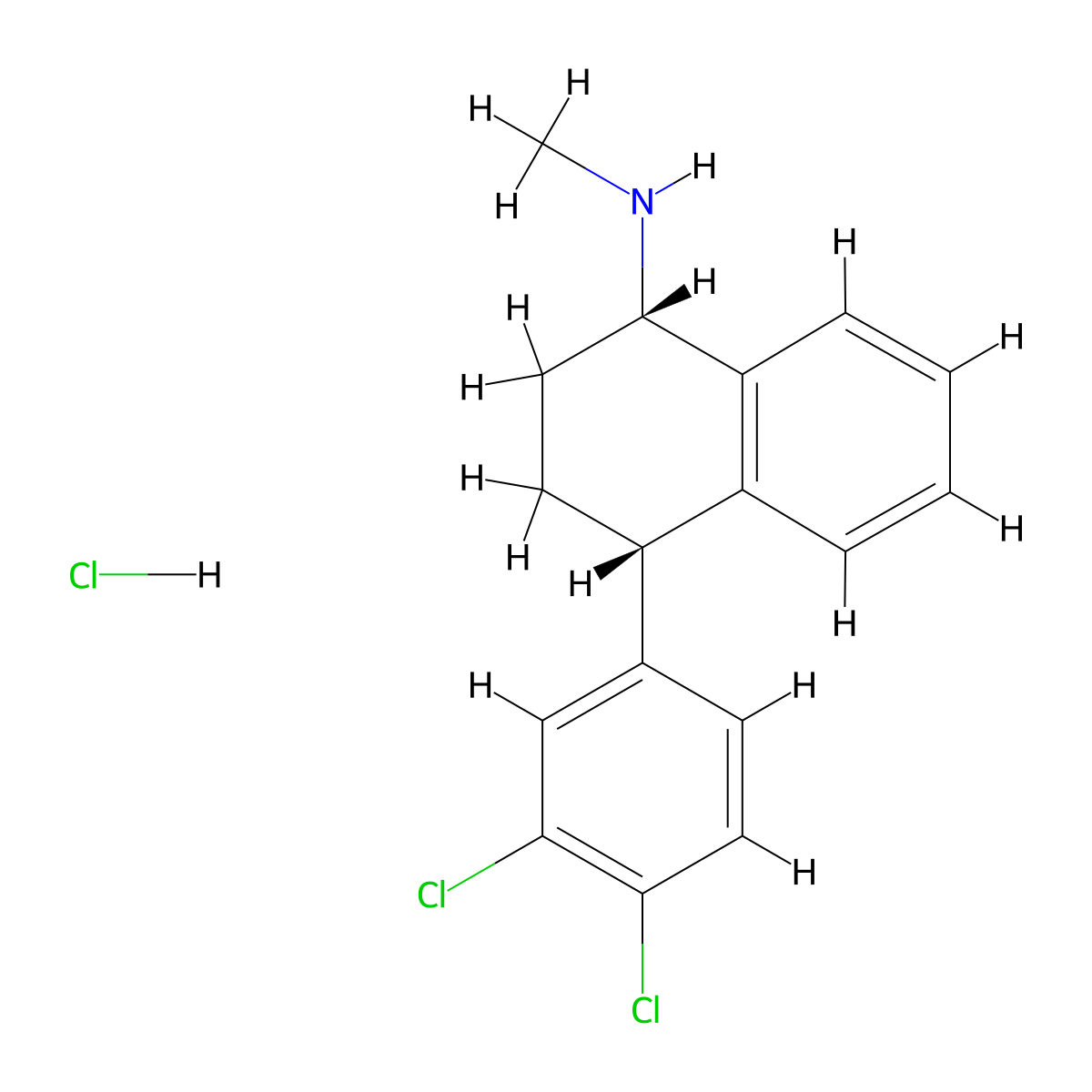 Sertraline Hydrochloride molecular structure, CAS 79559-97-0