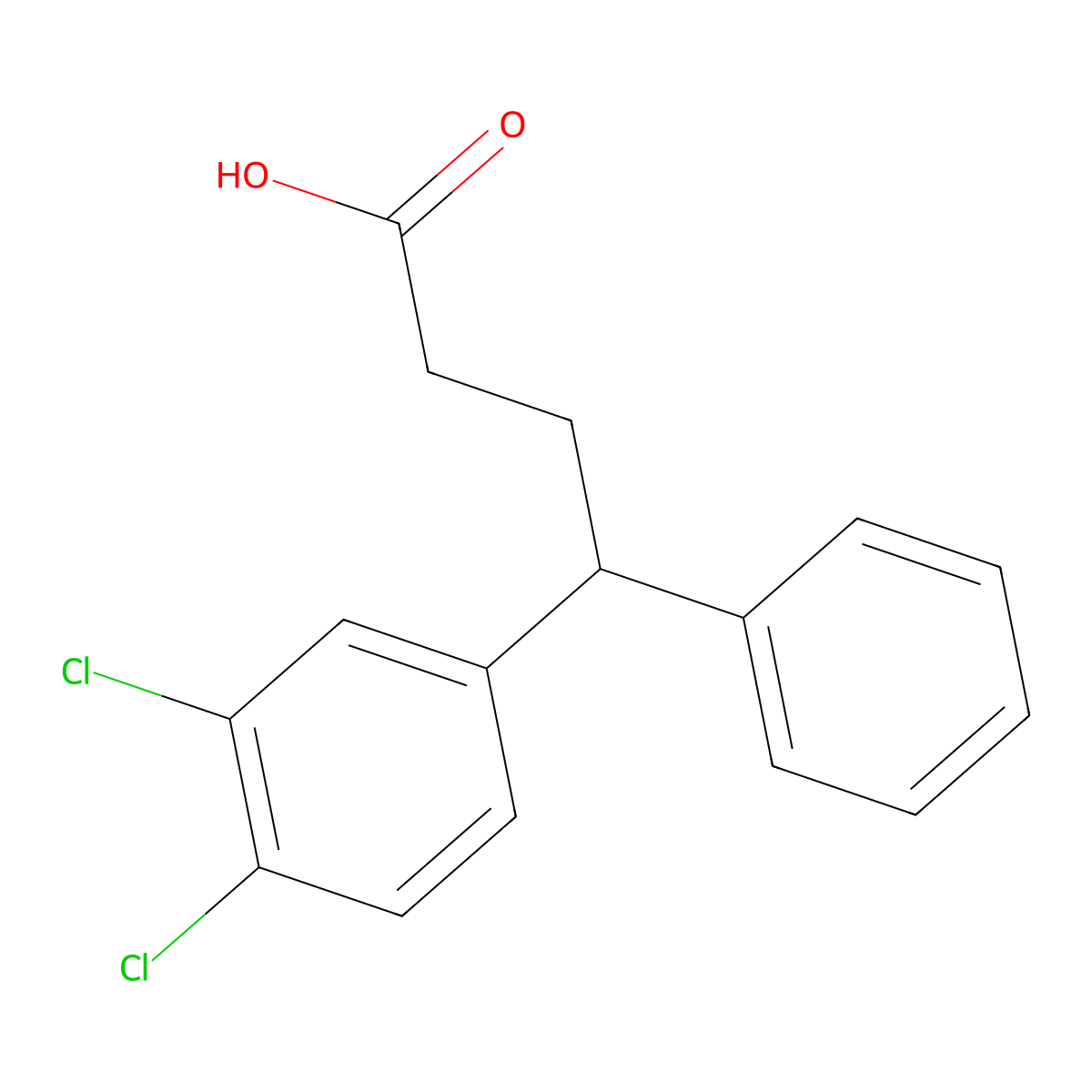 4-(3,4-Dichlorophenyl)-4-phenylbutanoic acid molecular structure, CAS 79560-18-2