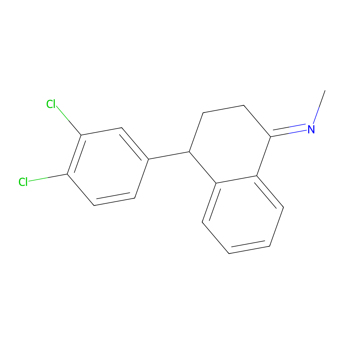 N-(4-(3,4-Dichlorophenyl)-3,4-dihydro-1(2H)-naphthalenylidene)methanamine molecular structure, CAS 79560-20-6