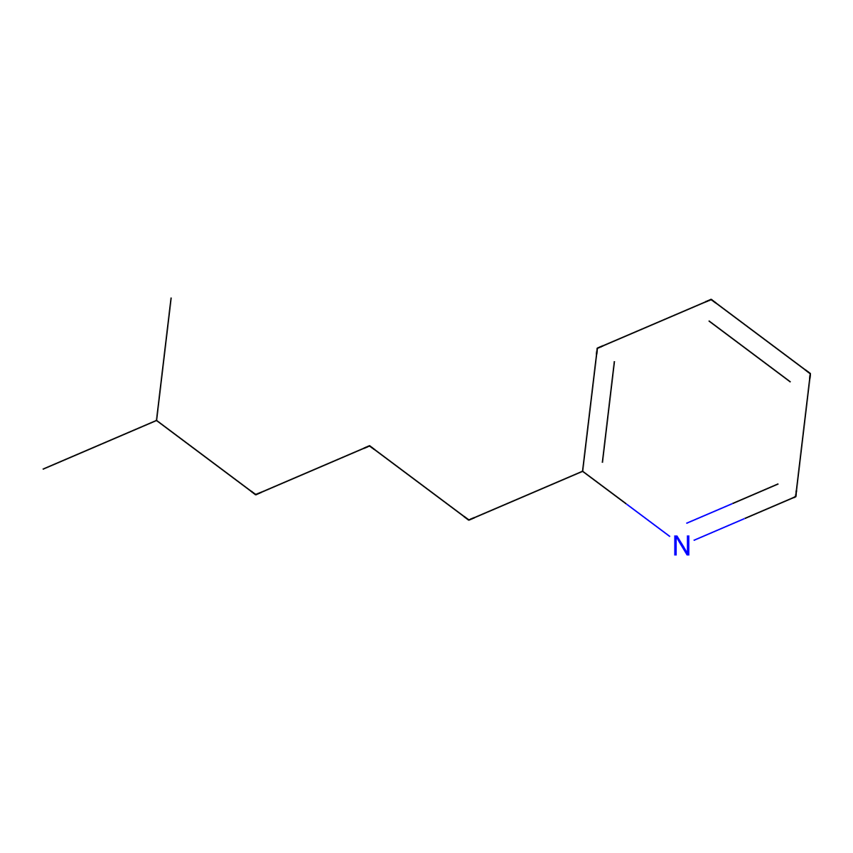 2-(4-Methylpentyl)pyridine molecular structure, CAS 79562-38-2