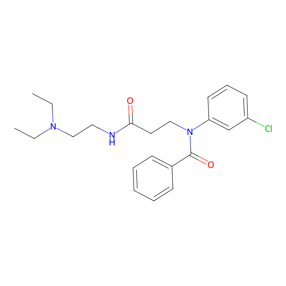 Benzanilide, 3'-chloro-N-(2-((2-(diethylamino)ethyl)carbamoyl)ethyl)- molecular structure, CAS 79565-71-2