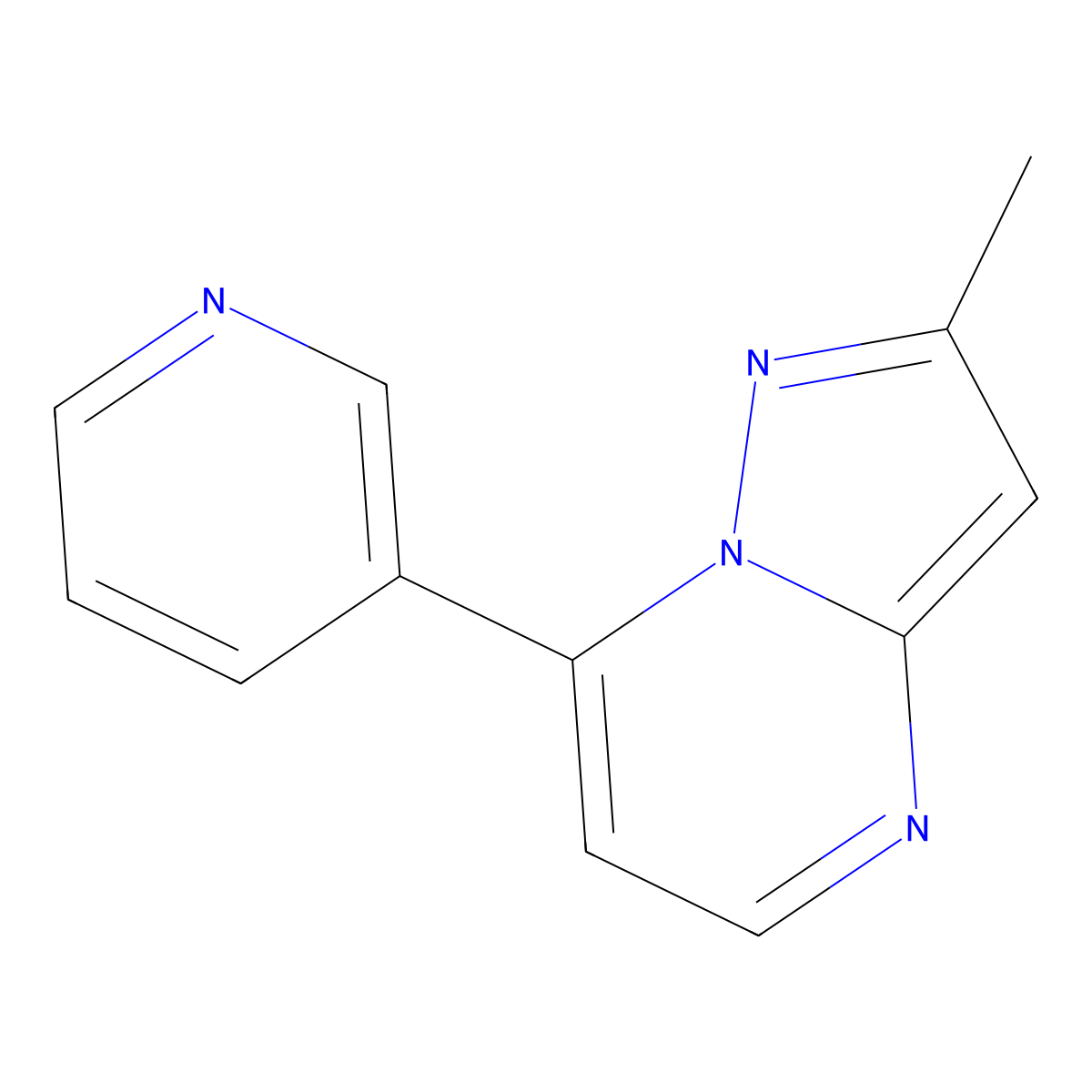 2-Methyl-7-(3-pyridinyl)pyrazolo[1,5-a]pyrimidine molecular structure, CAS 79571-41-8