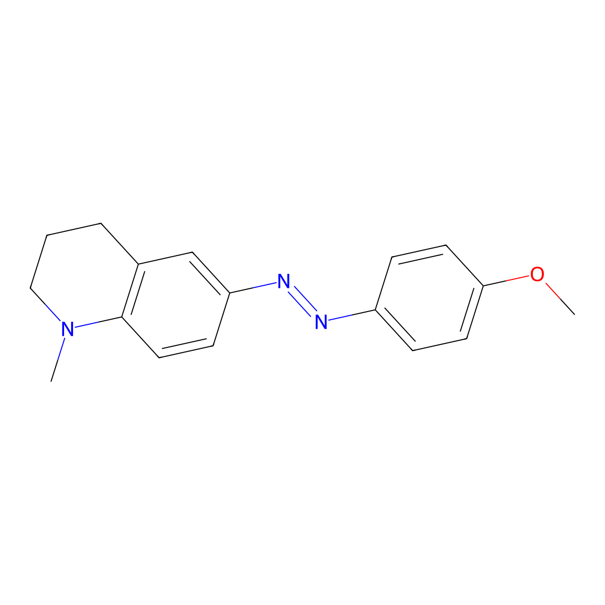 Quinoline, 1,2,3,4-tetrahydro-6-[2-(4-methoxyphenyl)diazenyl]-1-methyl- molecular structure, CAS 79579-16-1