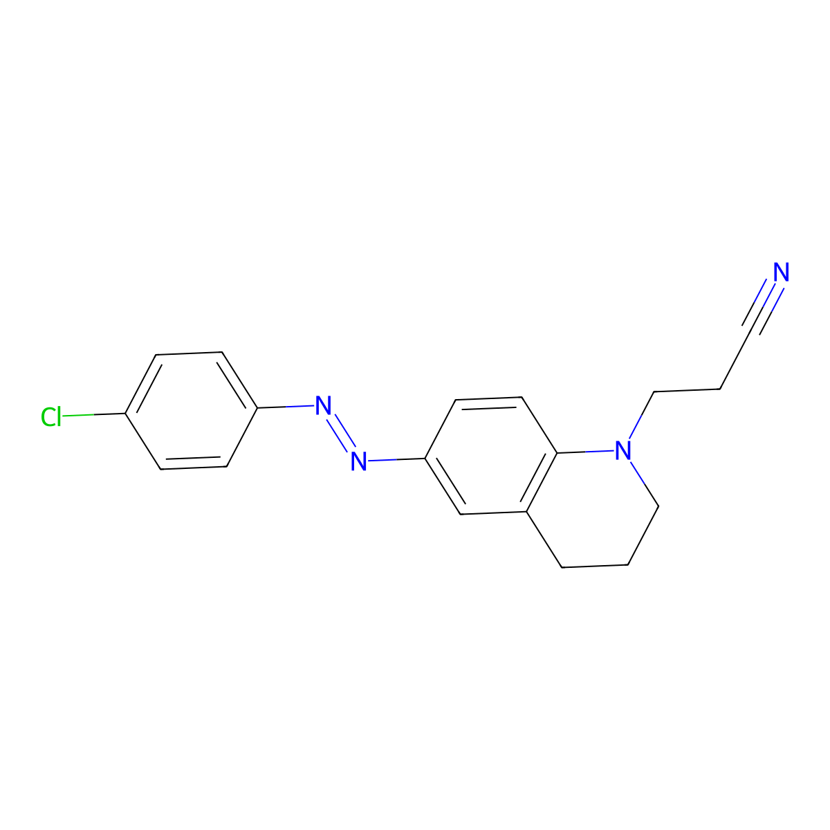 3-{6-[(4-Chlorophenyl)diazenyl]-3,4-dihydro-1(2H)-quinolinyl}propanenitrile molecular structure, CAS 79579-30-9