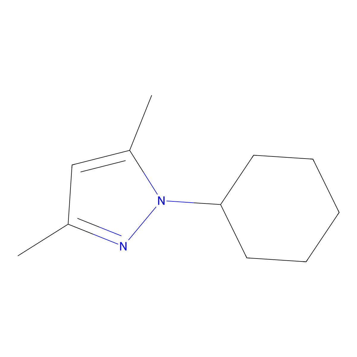 1-cyclohexyl-3,5-dimethyl-1H-pyrazole molecular structure, CAS 79580-49-7