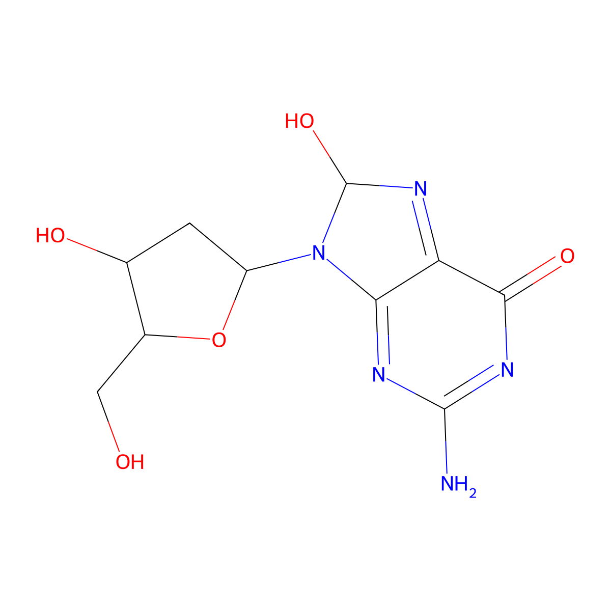 9-(2-Deoxypentofuranosyl)-2-imino-8,9-dihydro-2H-purine-6,8-diol molecular structure, CAS 79581-52-5
