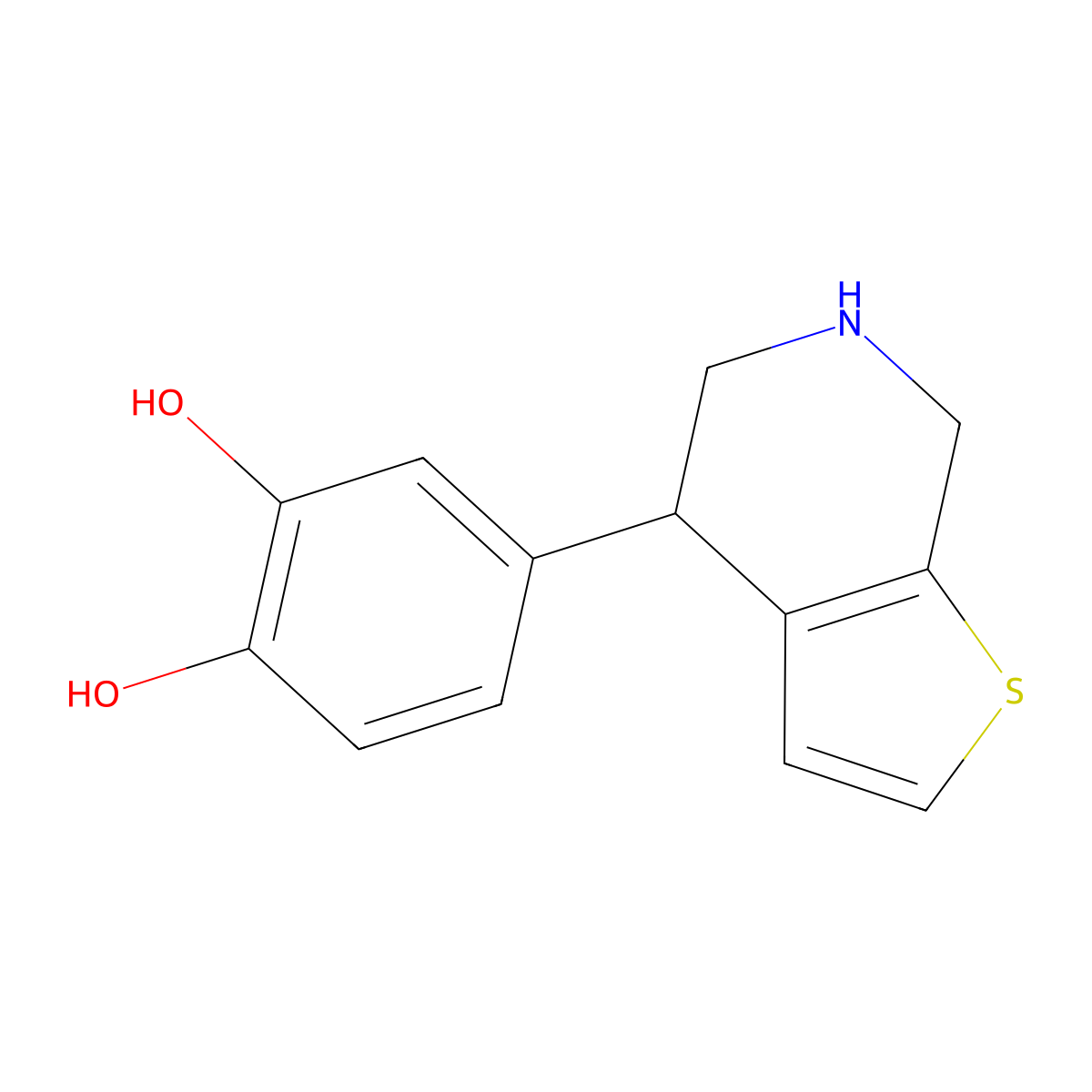 4-(4,5,6,7-Tetrahydrothieno[2,3-c]pyridin-4-yl)benzene-1,2-diol molecular structure, CAS 79599-96-5