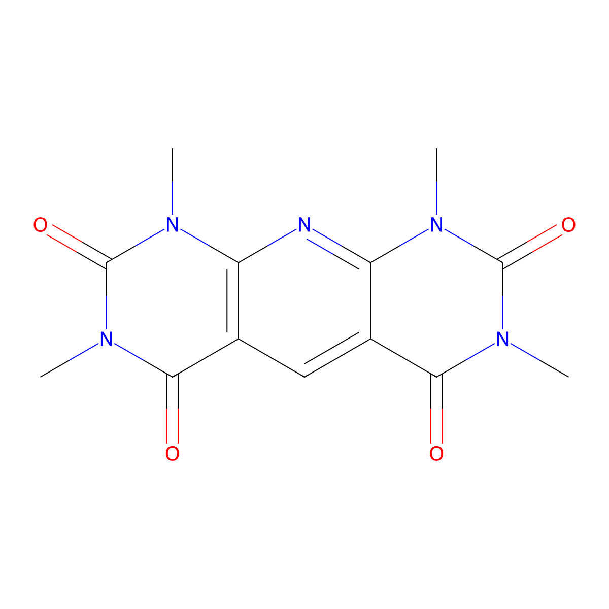 1,3,7,9-Tetramethylpyrido[2,3-D:6,5-D']dipyrimidine-2,4,6,8(1H,3H,7H,9H)tetrone molecular structure, CAS 796-39-4