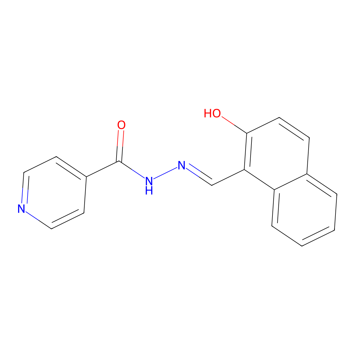 N'-[(2-hydroxynaphthalen-1-yl)methylidene]pyridine-4-carbohydrazide molecular structure, CAS 796-42-9