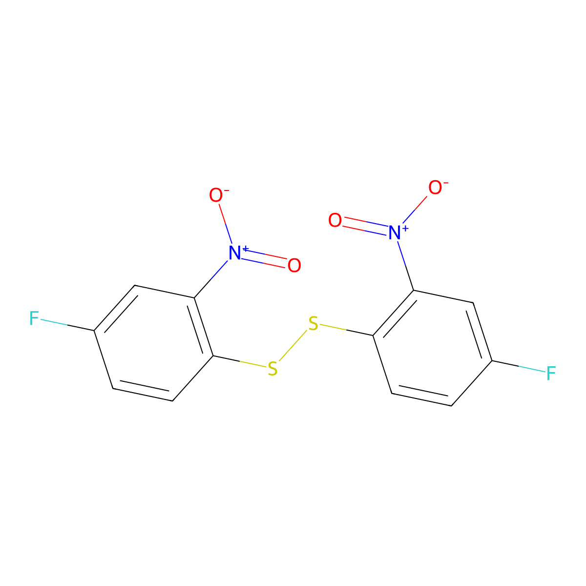 Bis(4-fluoro-2-nitrophenyl) disulfide molecular structure, CAS 796-69-0