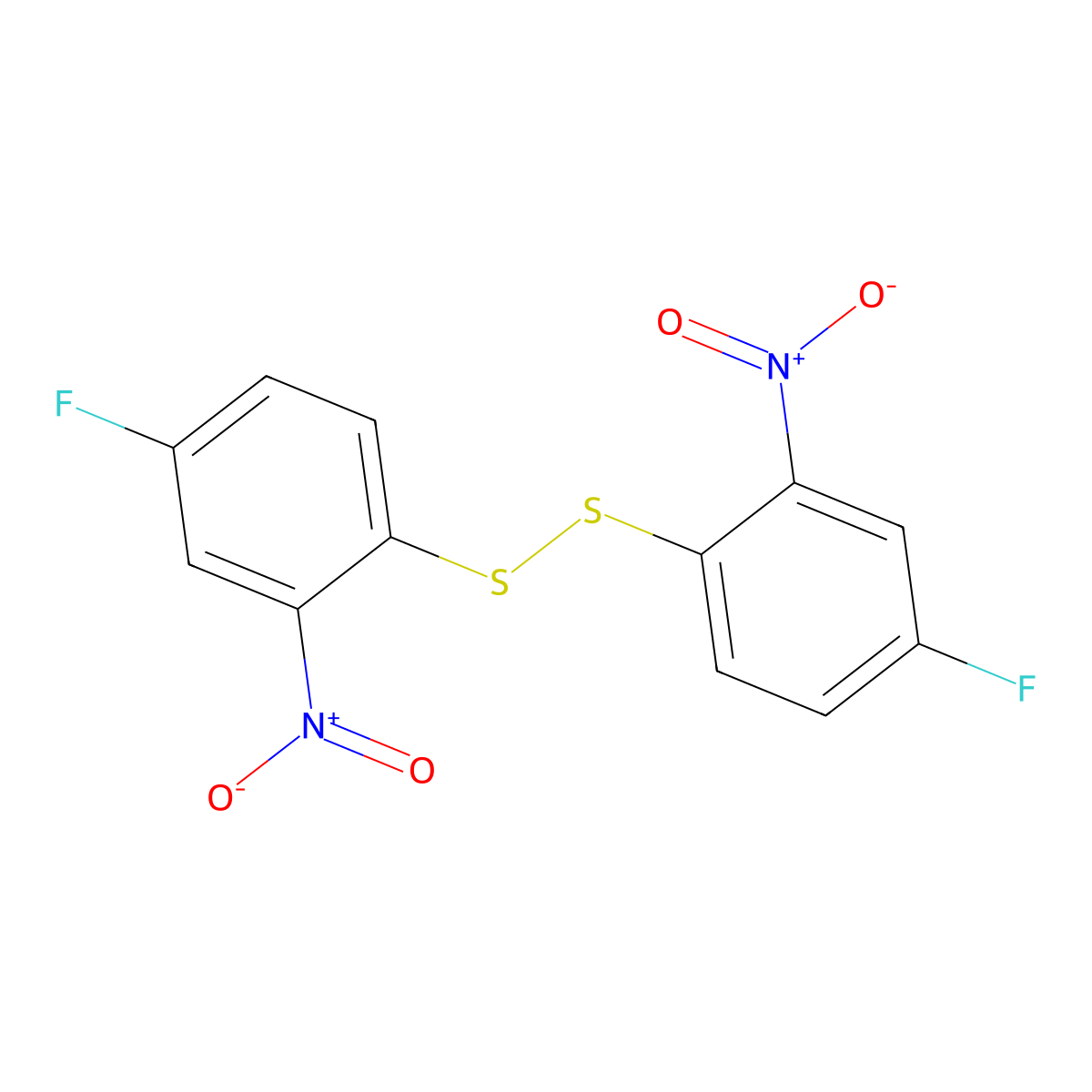 Bis(4-fluoro-2-nitrophenyl) disulfide molecular structure, CAS 796-69-0