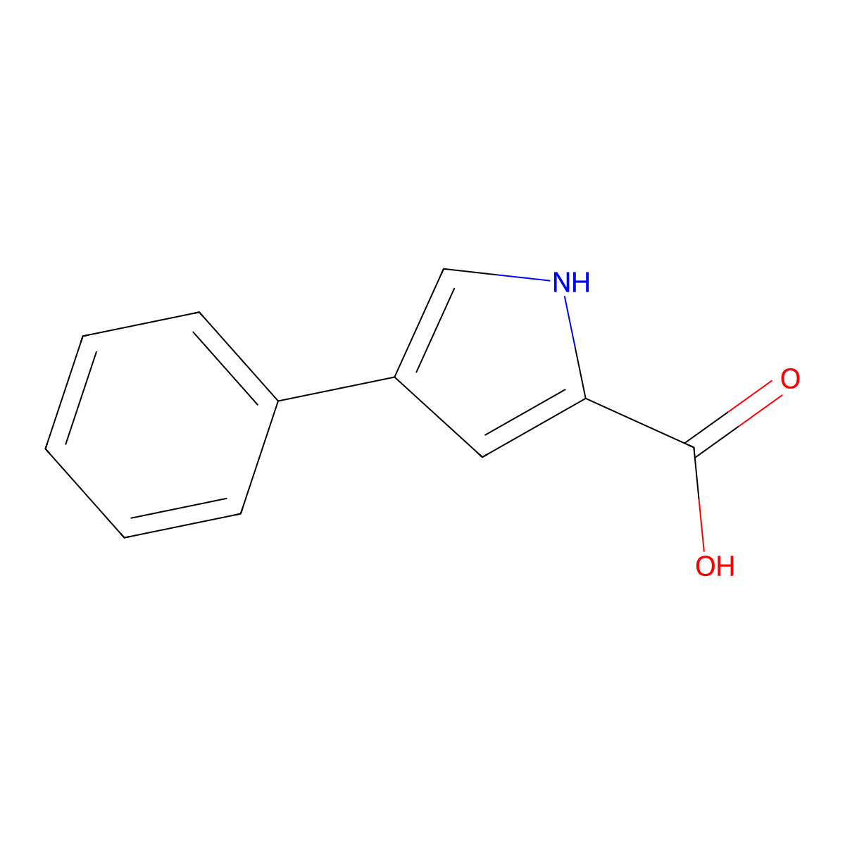 4-phenyl-1H-pyrrole-2-carboxylic acid molecular structure, CAS 79600-87-6