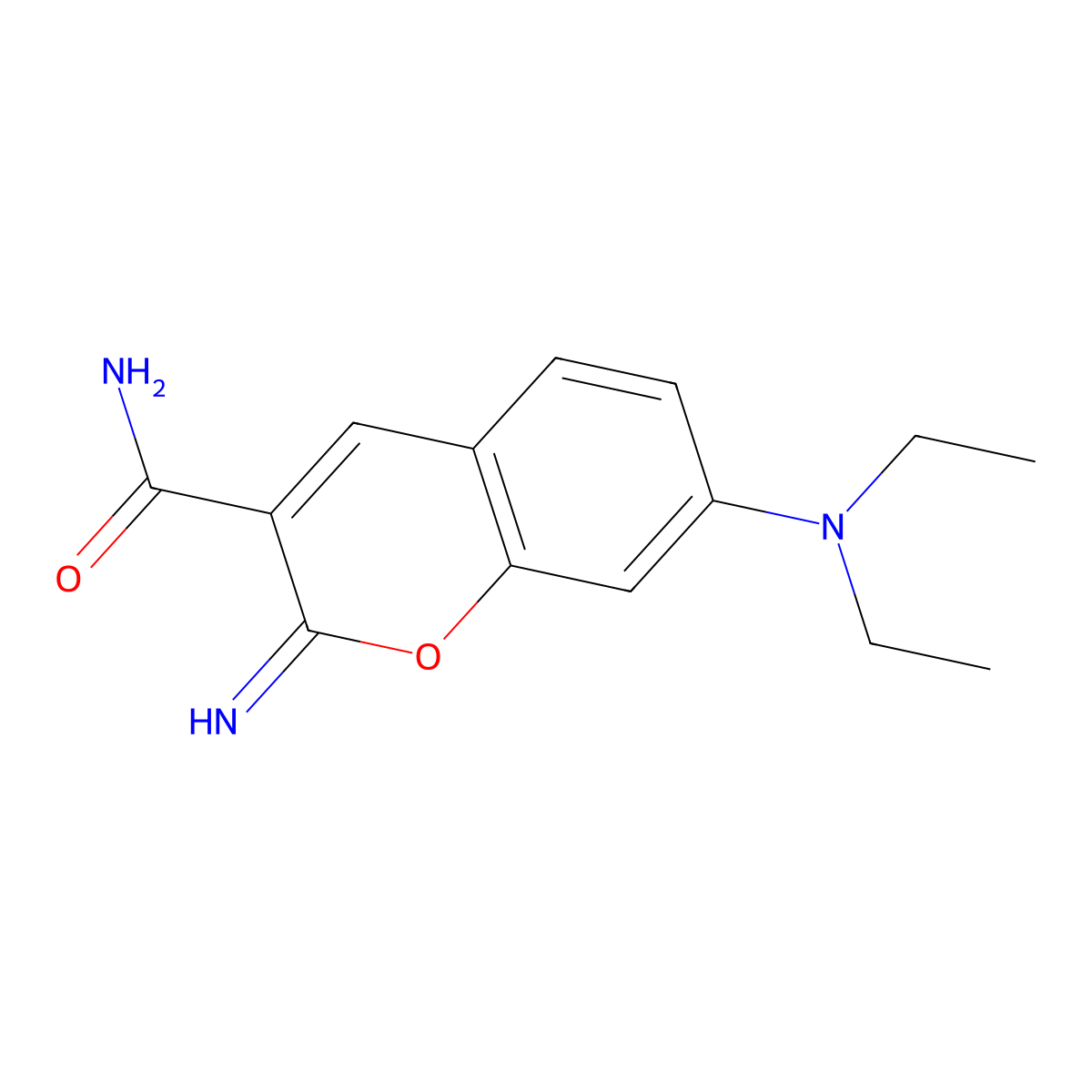 2H-1-Benzopyran-3-carboxamide, 7-(diethylamino)-2-imino- molecular structure, CAS 79604-93-6