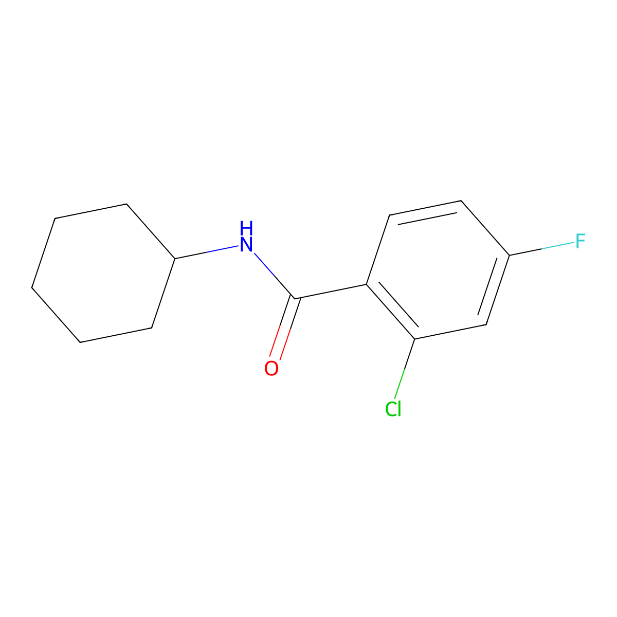 2-chloro-N-cyclohexyl-4-fluorobenzamide molecular structure, CAS 796052-60-3