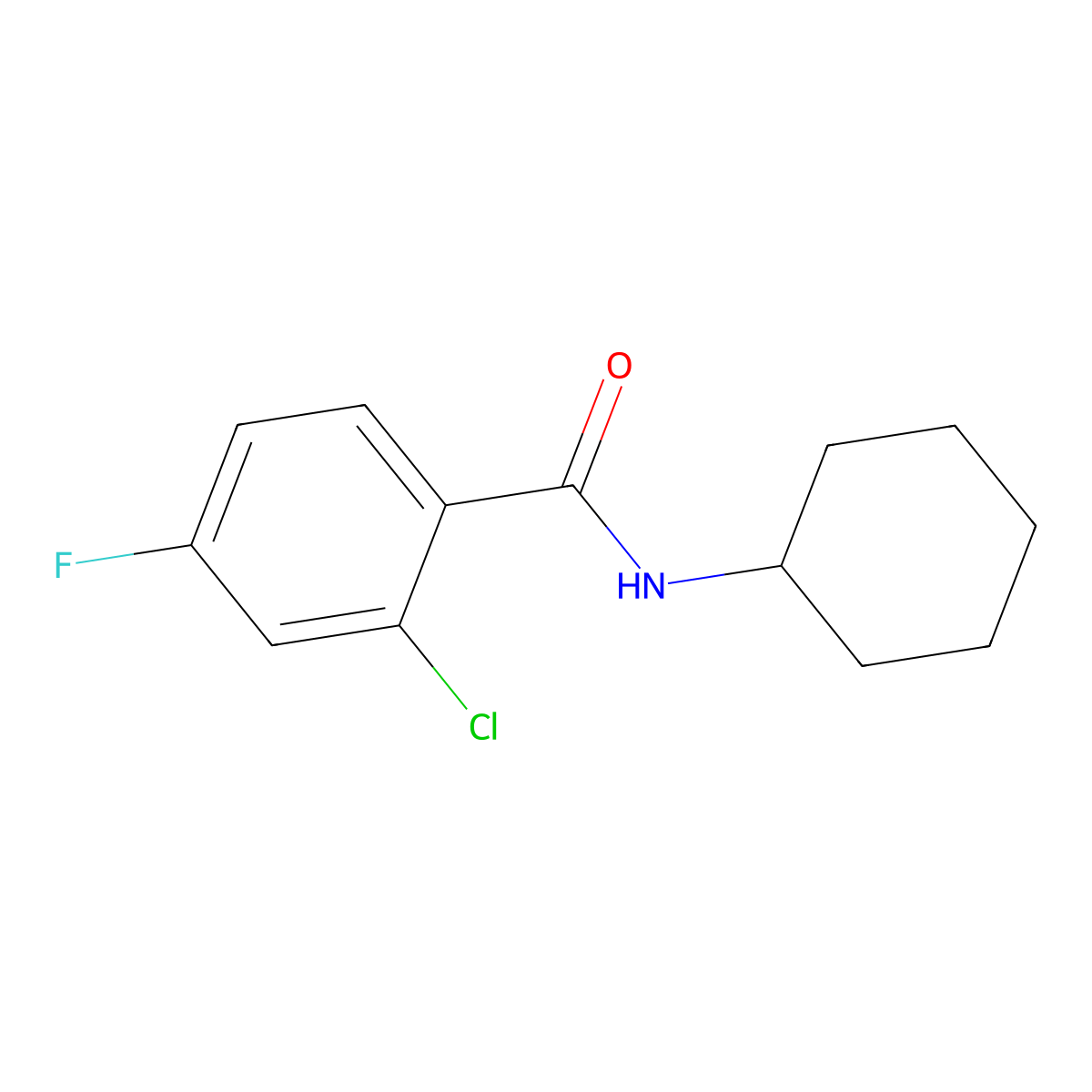 2-chloro-N-cyclohexyl-4-fluorobenzamide molecular structure, CAS 796052-60-3