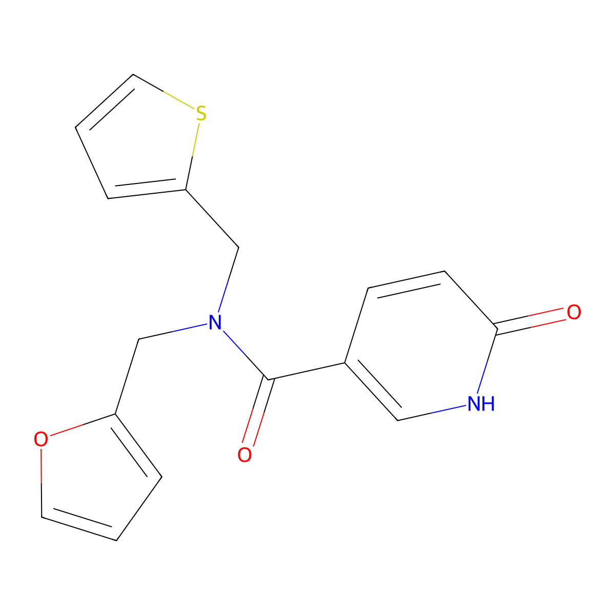 N-(Furan-2-ylmethyl)-6-hydroxy-N-(thiophen-2-ylmethyl)nicotinamide molecular structure, CAS 796055-86-2
