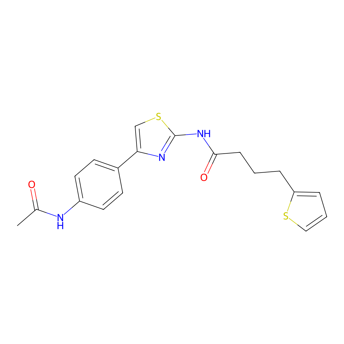 N-(4-(4-Acetamidophenyl)thiazol-2-yl)-4-(thiophen-2-yl)butanamide molecular structure, CAS 796059-20-6