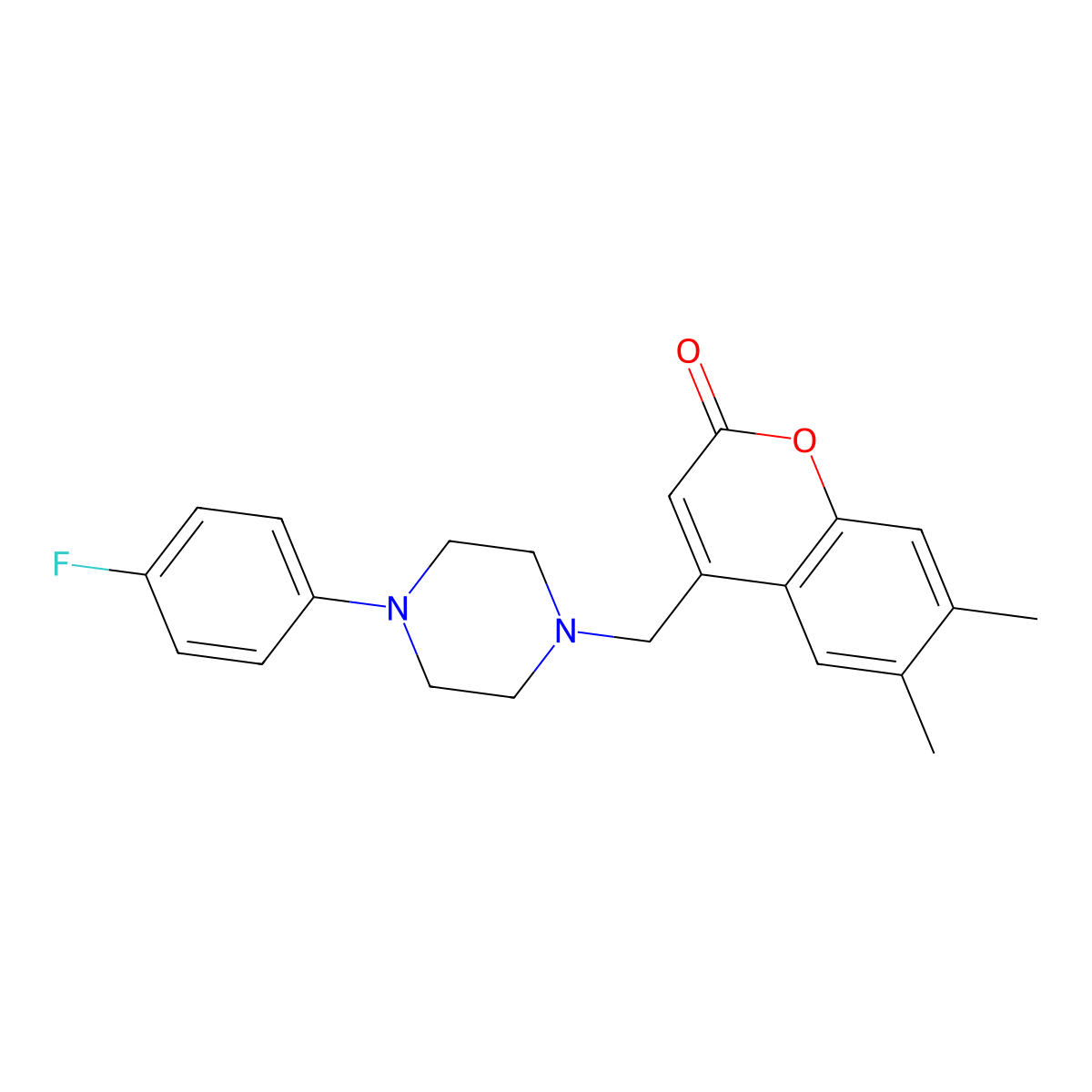 4-((4-(4-fluorophenyl)piperazin-1-yl)methyl)-6,7-dimethyl-2H-chromen-2-one molecular structure, CAS 796060-39-4