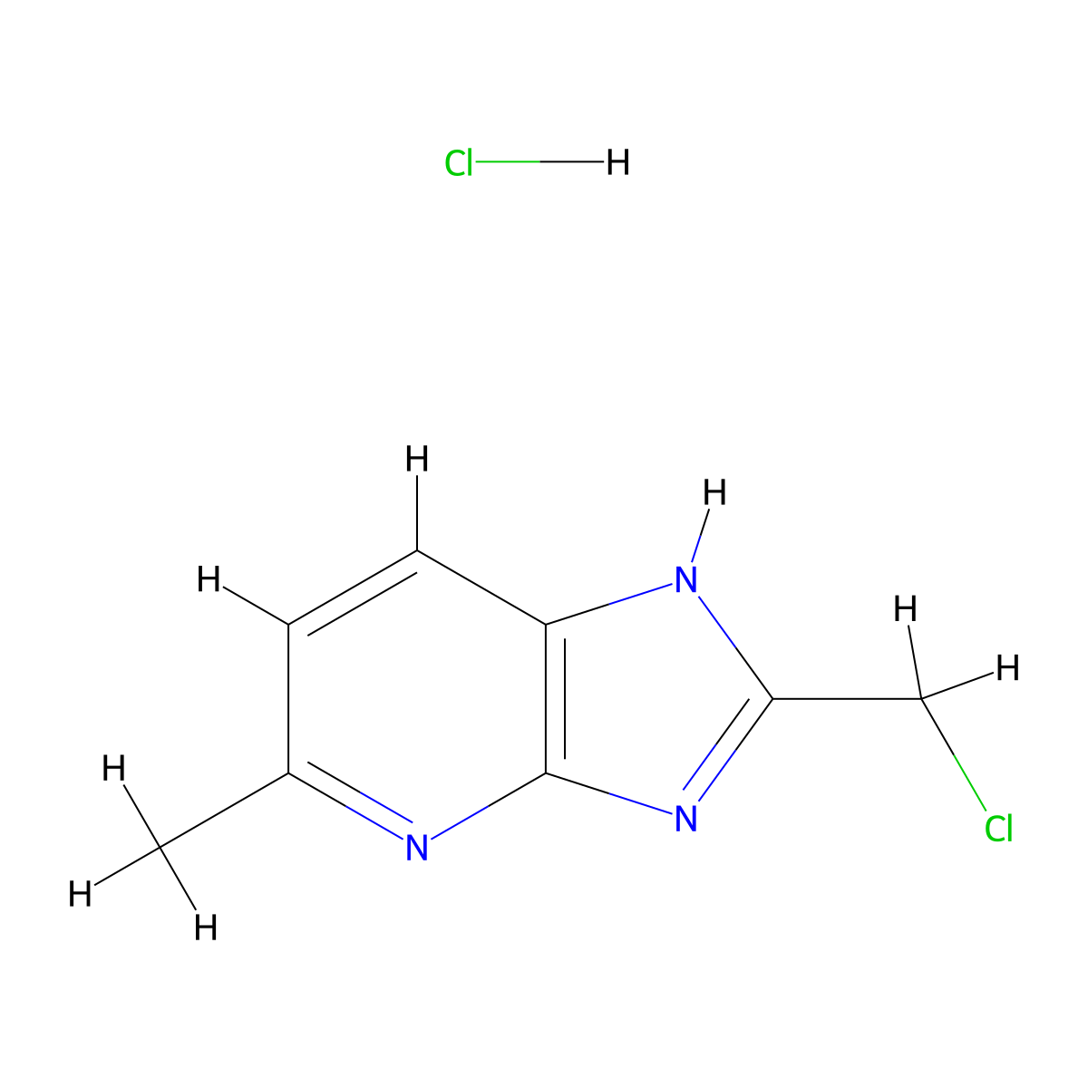 2-(Chloromethyl)-5-methyl-3H-imidazo[4,5-b]pyridine hydrochloride molecular structure, CAS 796061-82-0