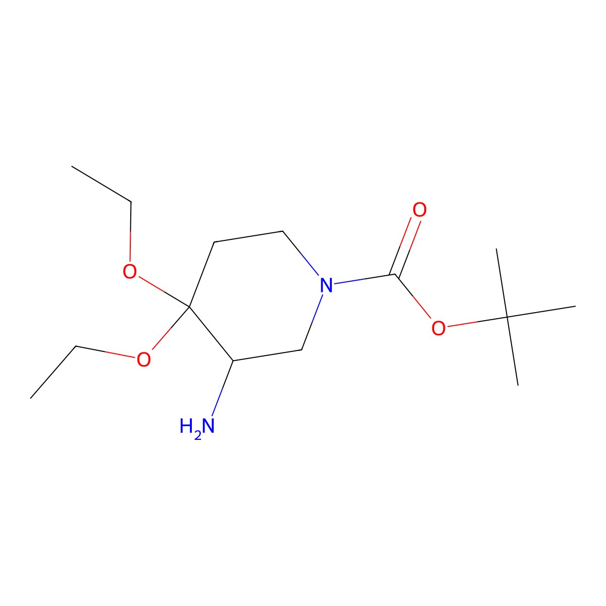 tert-Butyl 3-amino-4,4-diethoxypiperidine-1-carboxylate molecular structure, CAS 796062-33-4