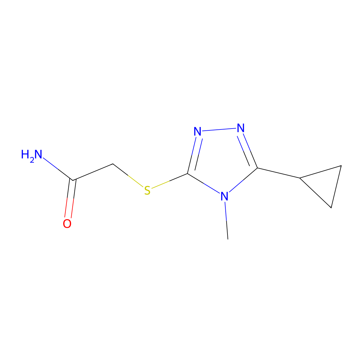 2-[(5-cyclopropyl-4-methyl-4H-1,2,4-triazol-3-yl)sulfanyl]acetamide molecular structure, CAS 796064-20-5