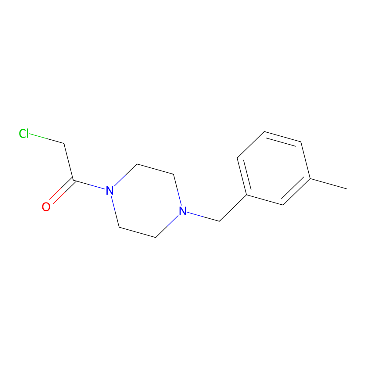 2-Chloro-1-[4-[(3-methylphenyl)methyl]-1-piperazinyl]ethanone molecular structure, CAS 796067-49-7