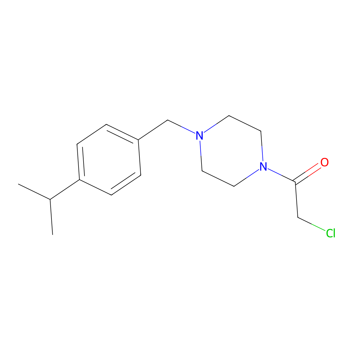 2-Chloro-1-(4-{[4-(propan-2-yl)phenyl]methyl}piperazin-1-yl)ethan-1-one molecular structure, CAS 796067-50-0
