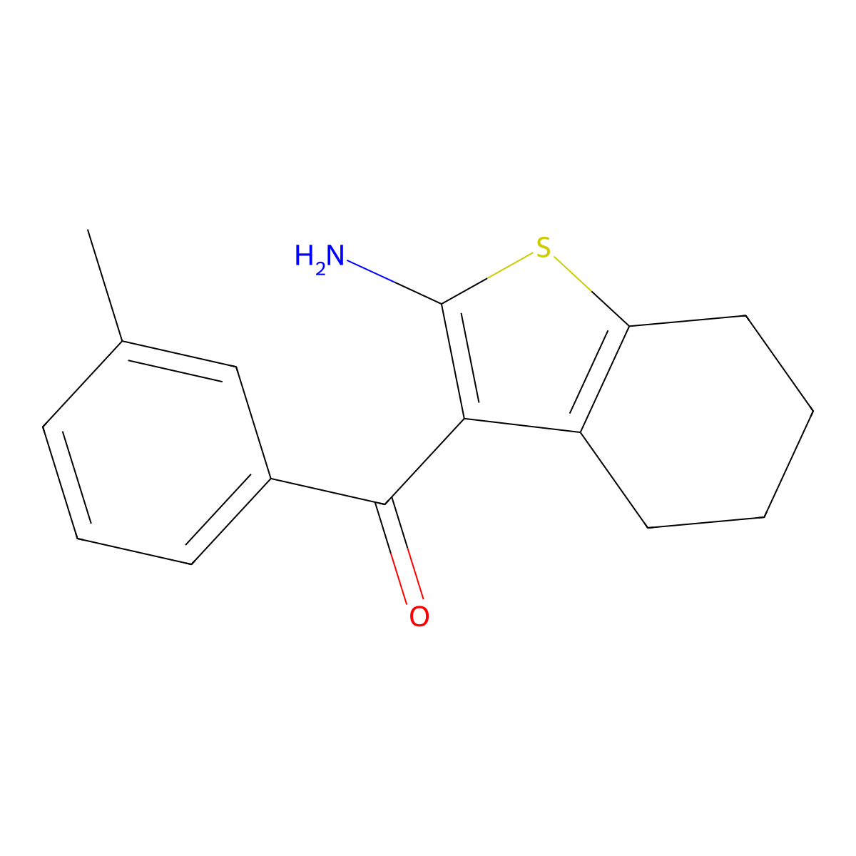 (2-Amino-4,5,6,7-tetrahydro-1-benzothien-3-yl)(3-methylphenyl)methanone molecular structure, CAS 796067-53-3