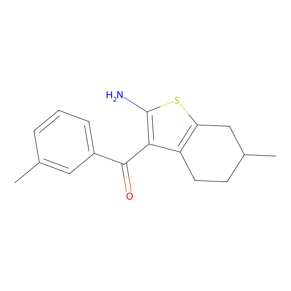 6-Methyl-3-(3-methylbenzoyl)-4,5,6,7-tetrahydro-1-benzothiophen-2-amine molecular structure, CAS 796067-54-4